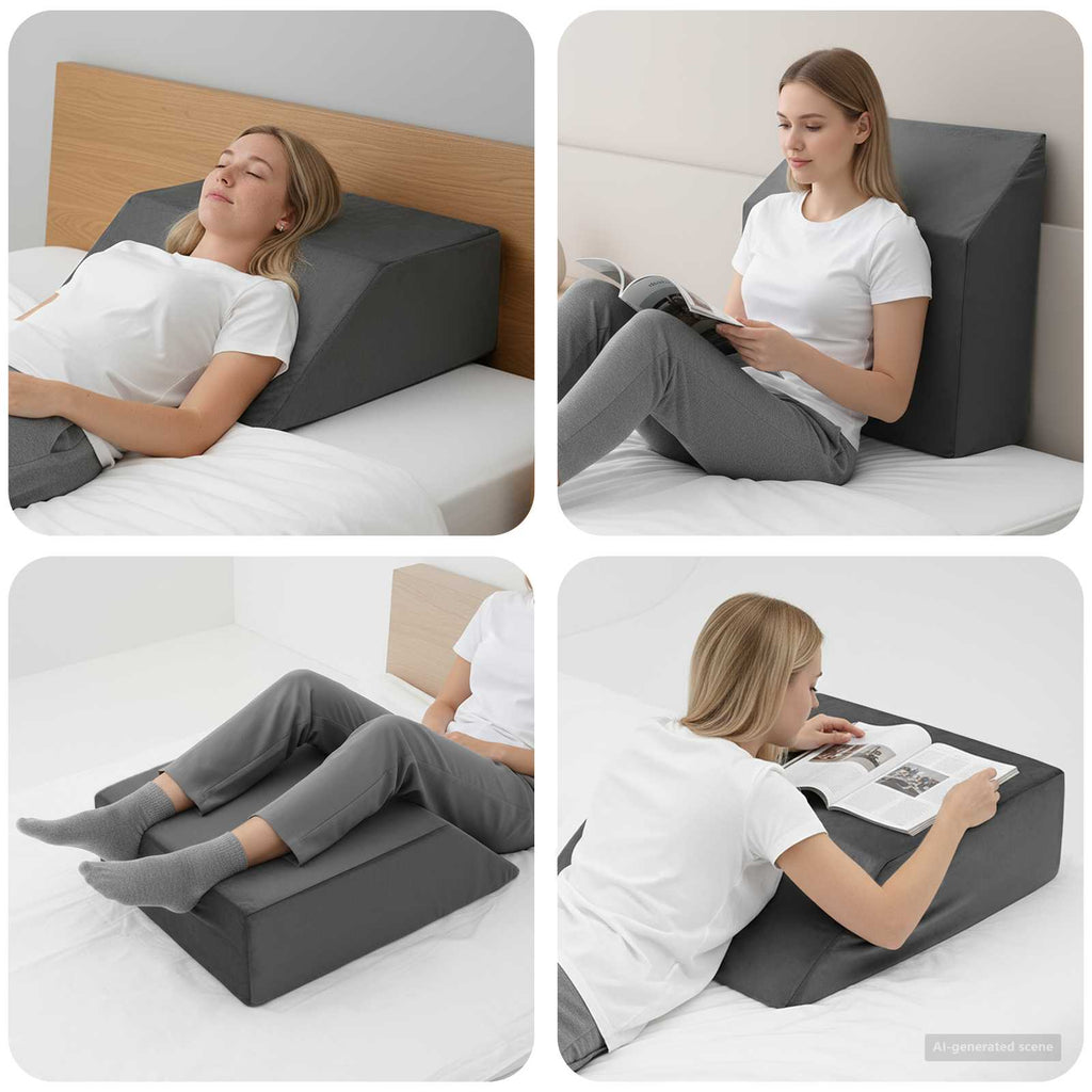 vidaXL Poduszka na nogi Gładki Szary 63 x 52 x 19 cm Pianka PU
