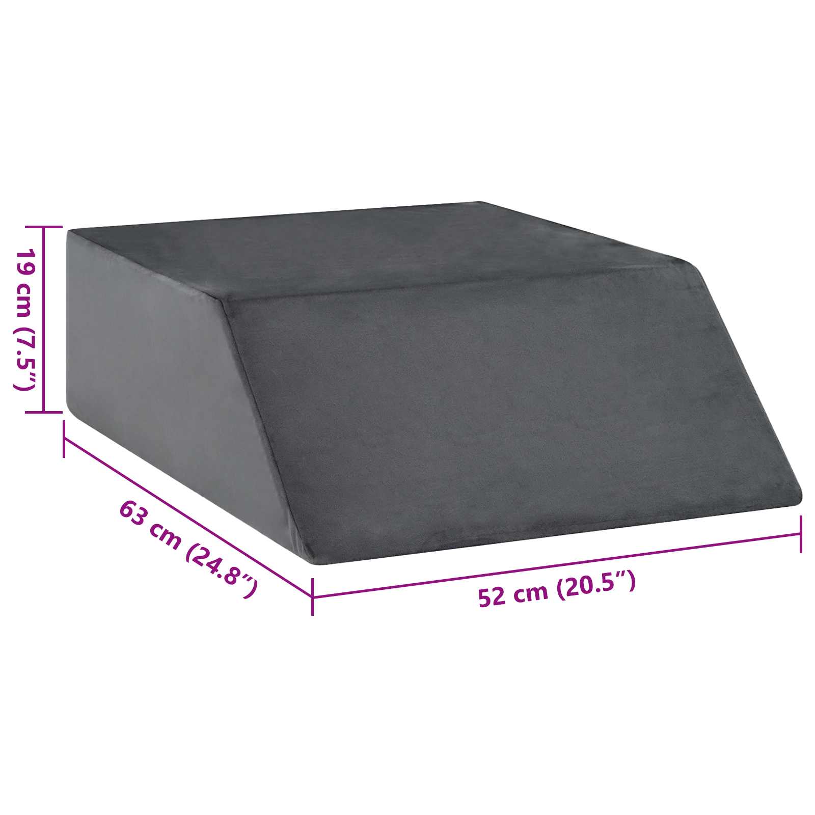 vidaXL Poduszka na nogi Gładki Szary 63 x 52 x 19 cm Pianka PU