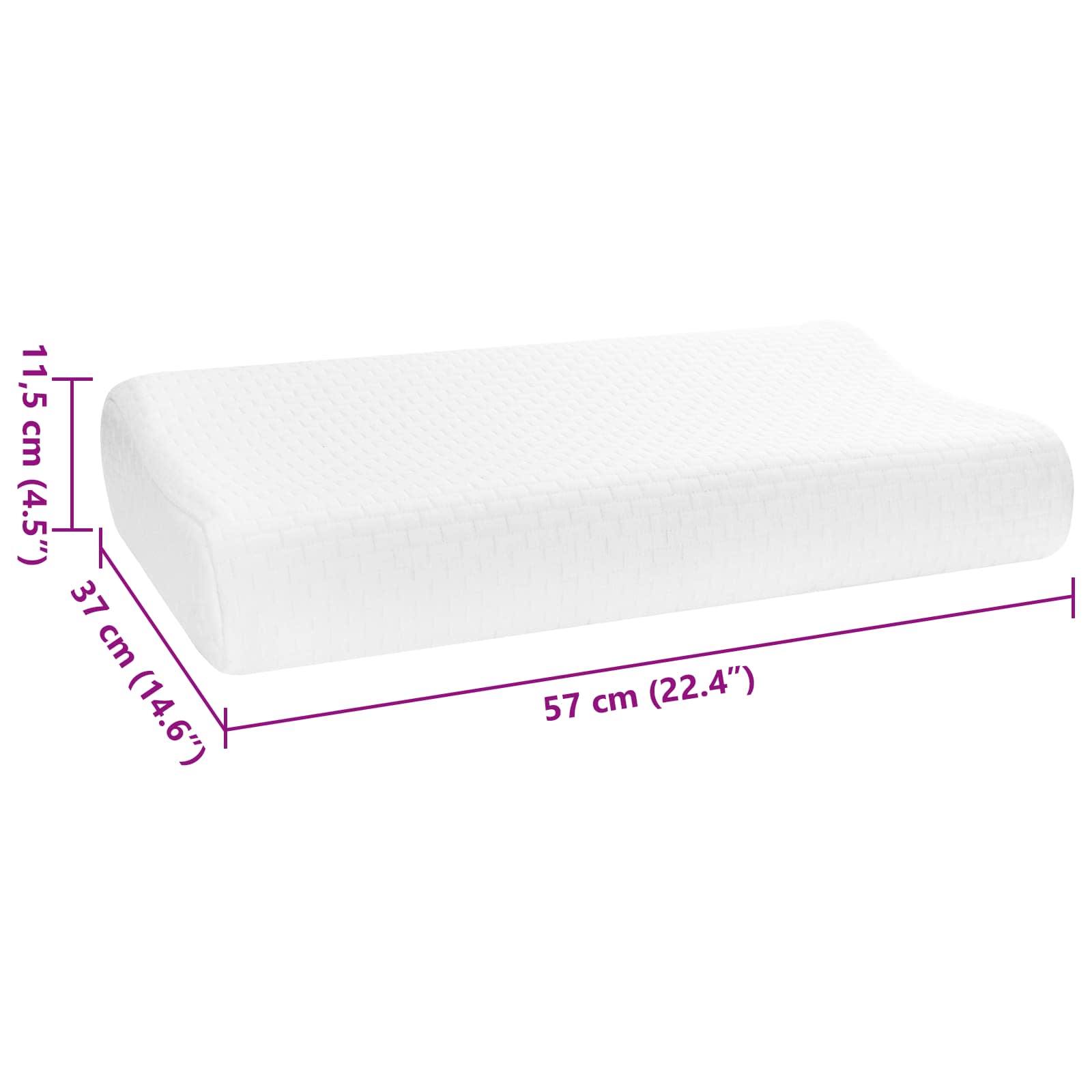 vidaXL Poduszka do spania Biały 57 x 37 x 11,5 cm Pianka z pamięcią