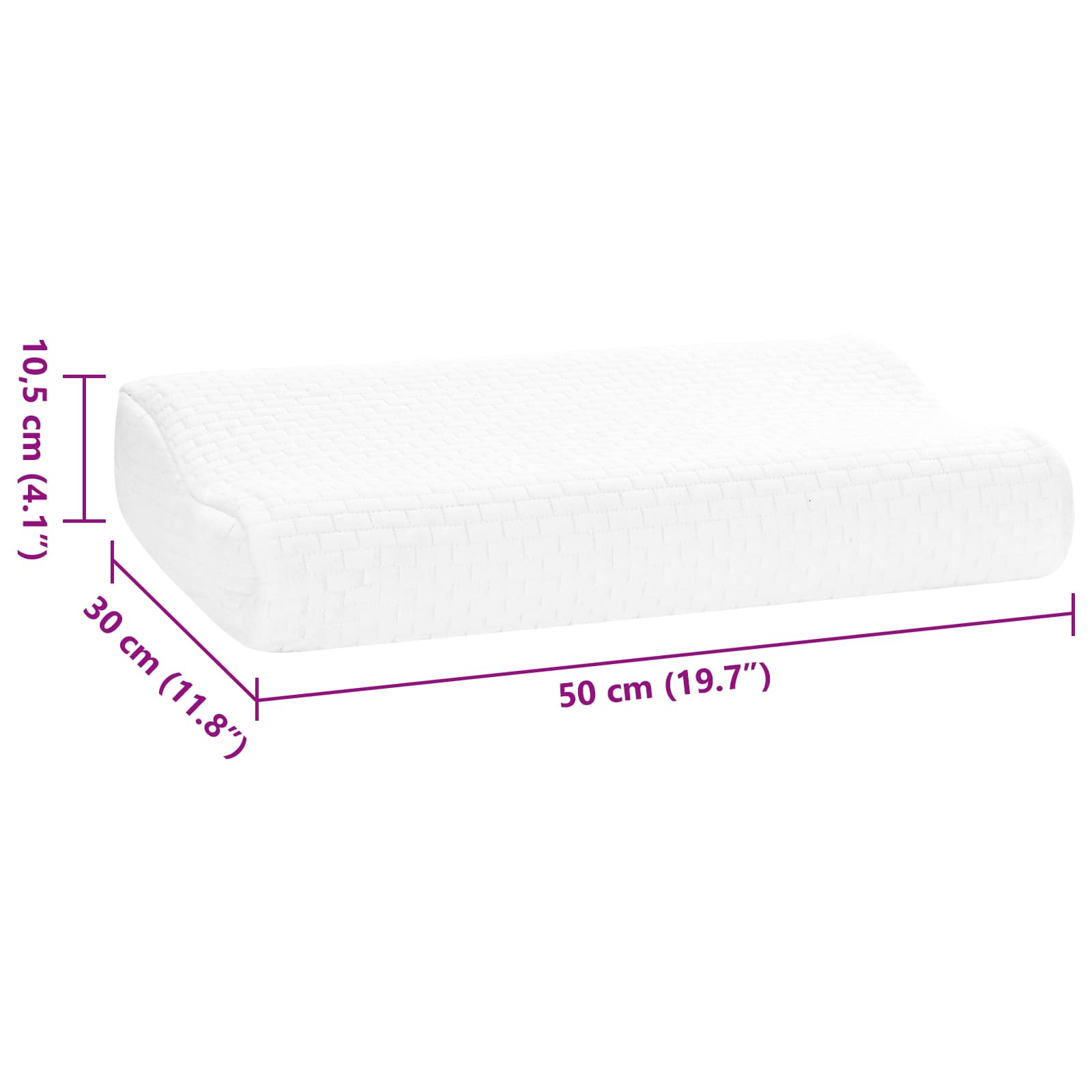 vidaXL Poduszka do spania Biały 50 x 30 x 10,5 cm Pianka z pamięcią