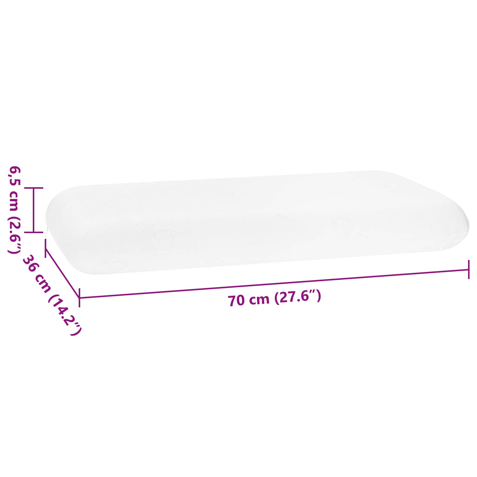 vidaXL Poduszka do spania Biały 70 x 36 x 6,5 cm Pianka z pamięcią