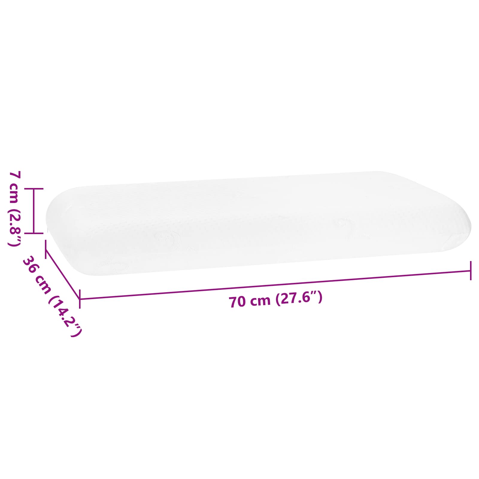 vidaXL Poduszka do spania Biały 70 x 36 x 7 cm Pianka z pamięcią
