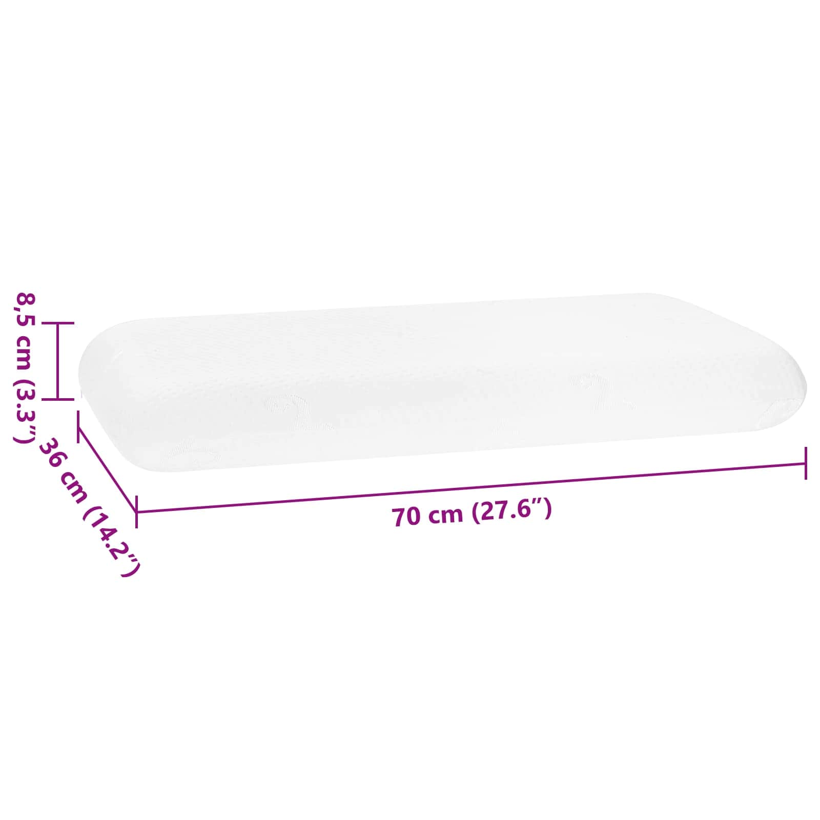 vidaXL Poduszka do spania Biały 70 x 36 x 8,5 cm Pianka z pamięcią