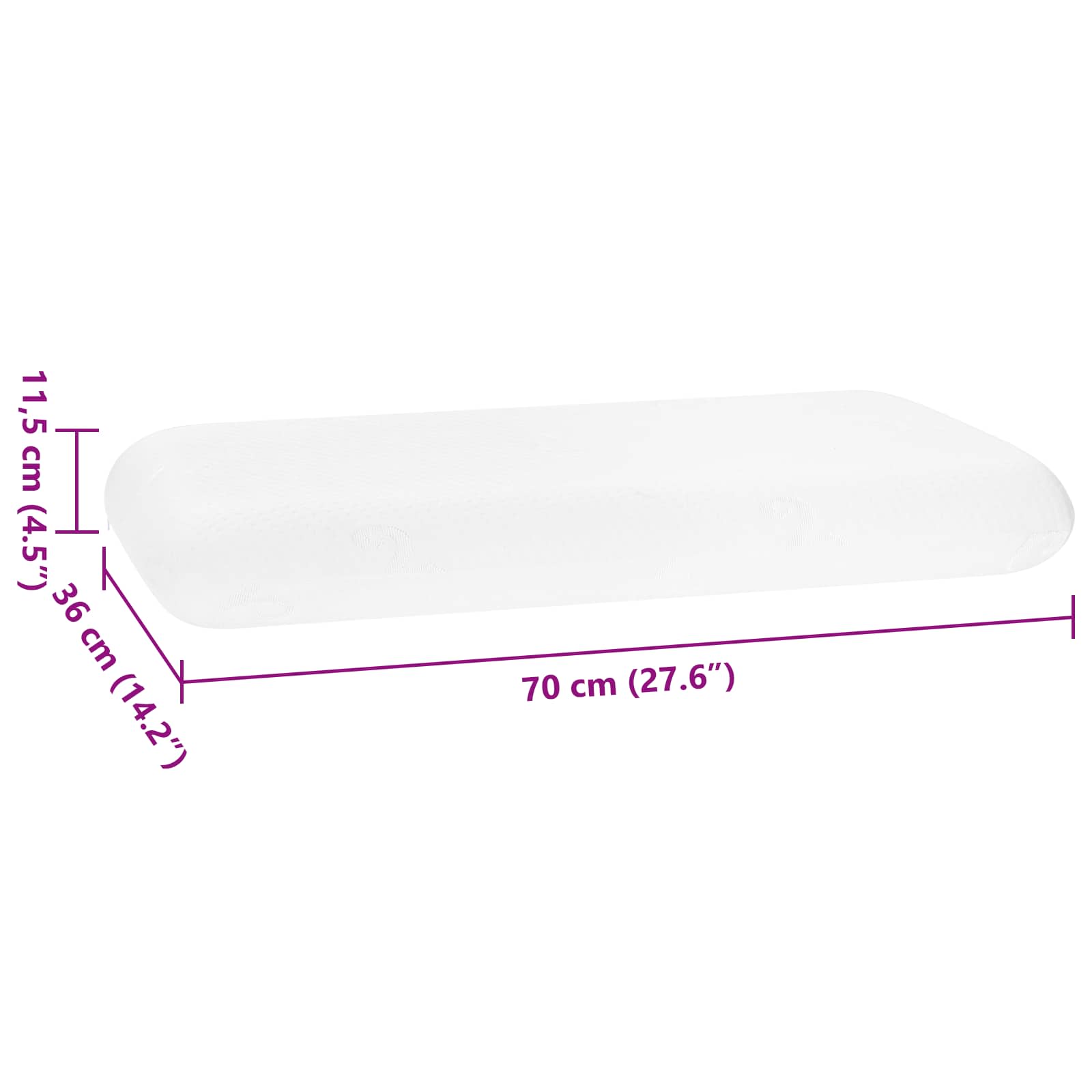 vidaXL Poduszka do spania Biały 70 x 36 x 11,5 cm Pianka z pamięcią