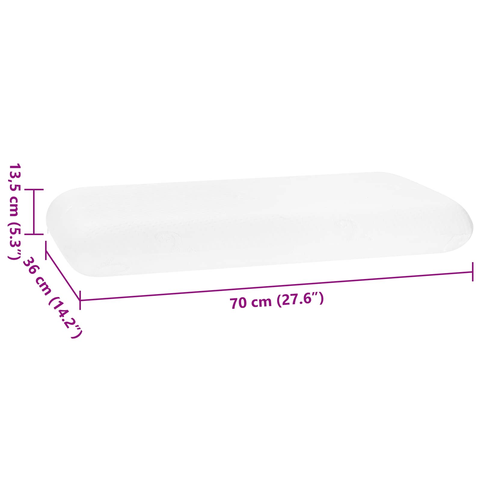vidaXL Poduszka do spania Biały 70 x 36 x 13,5 cm Pianka z pamięcią