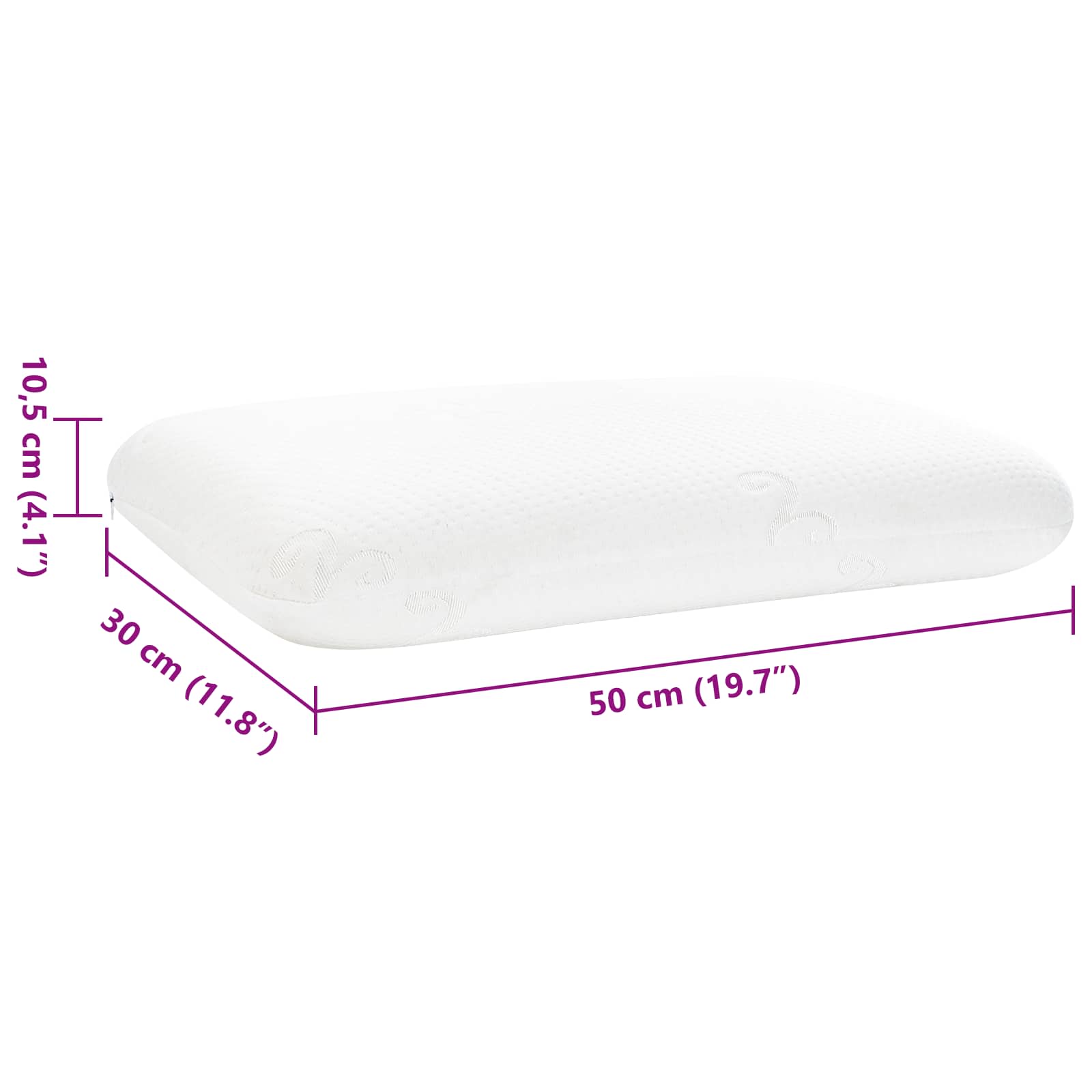 vidaXL Poduszka do spania Biały 50 x 30 x 10,5 cm Pianka z pamięcią