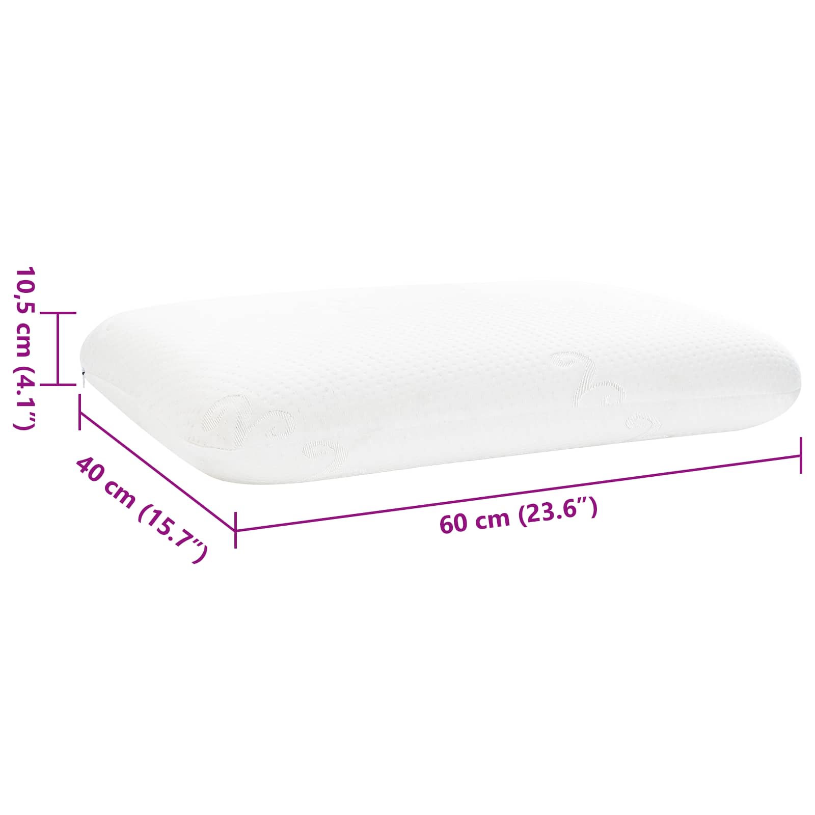 vidaXL Poduszka do spania Biały 60 x 40 x 10,5 cm Pianka z pamięcią