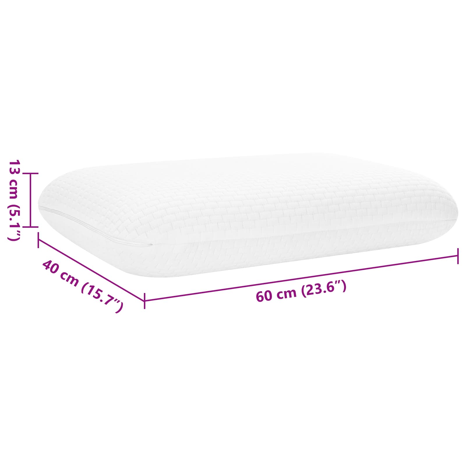 vidaXL Poduszka do spania Biały 60 x 40 x 13 cm Pianka z pamięcią