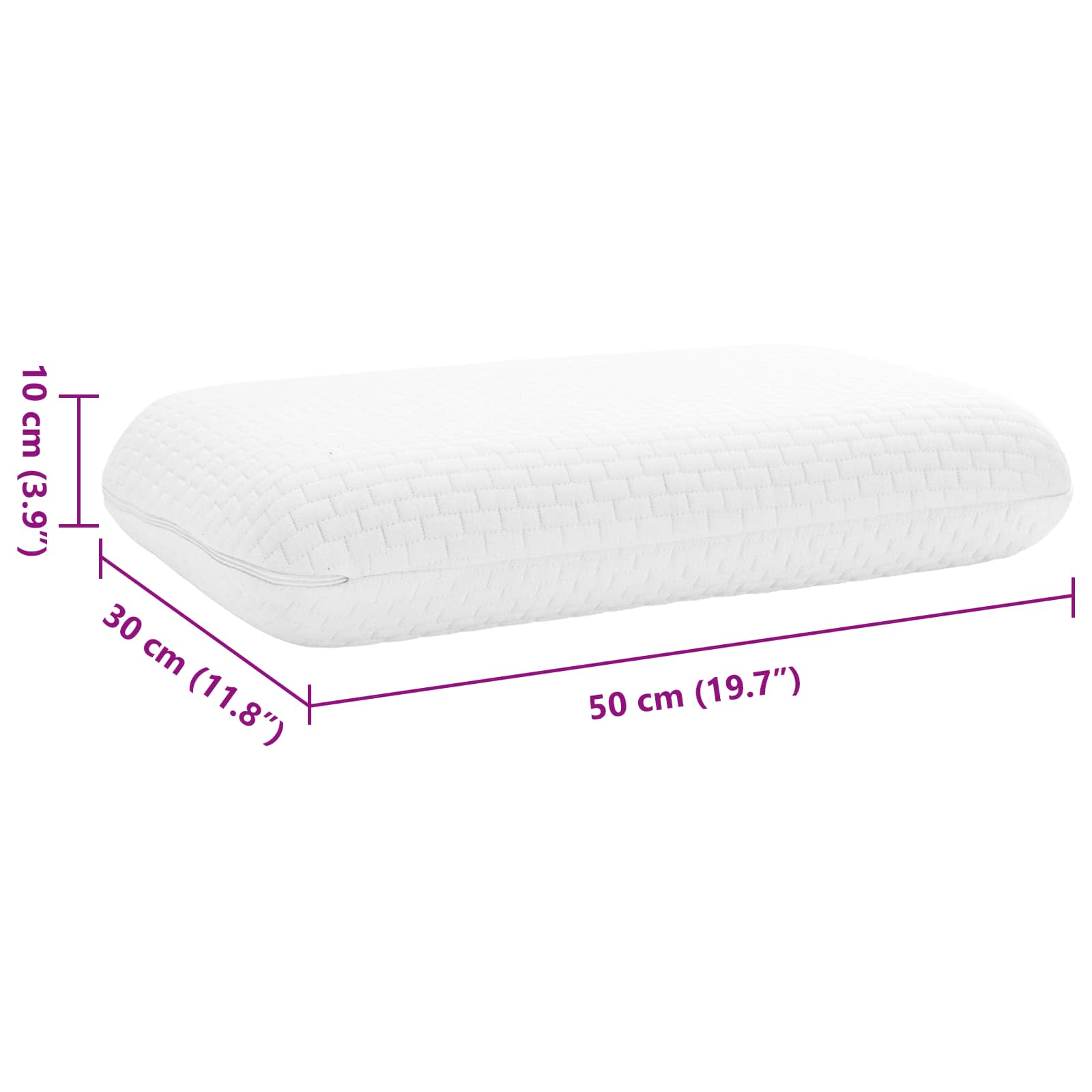 vidaXL Poduszka do spania Biały 50 x 30 x 10 cm Pianka z pamięcią