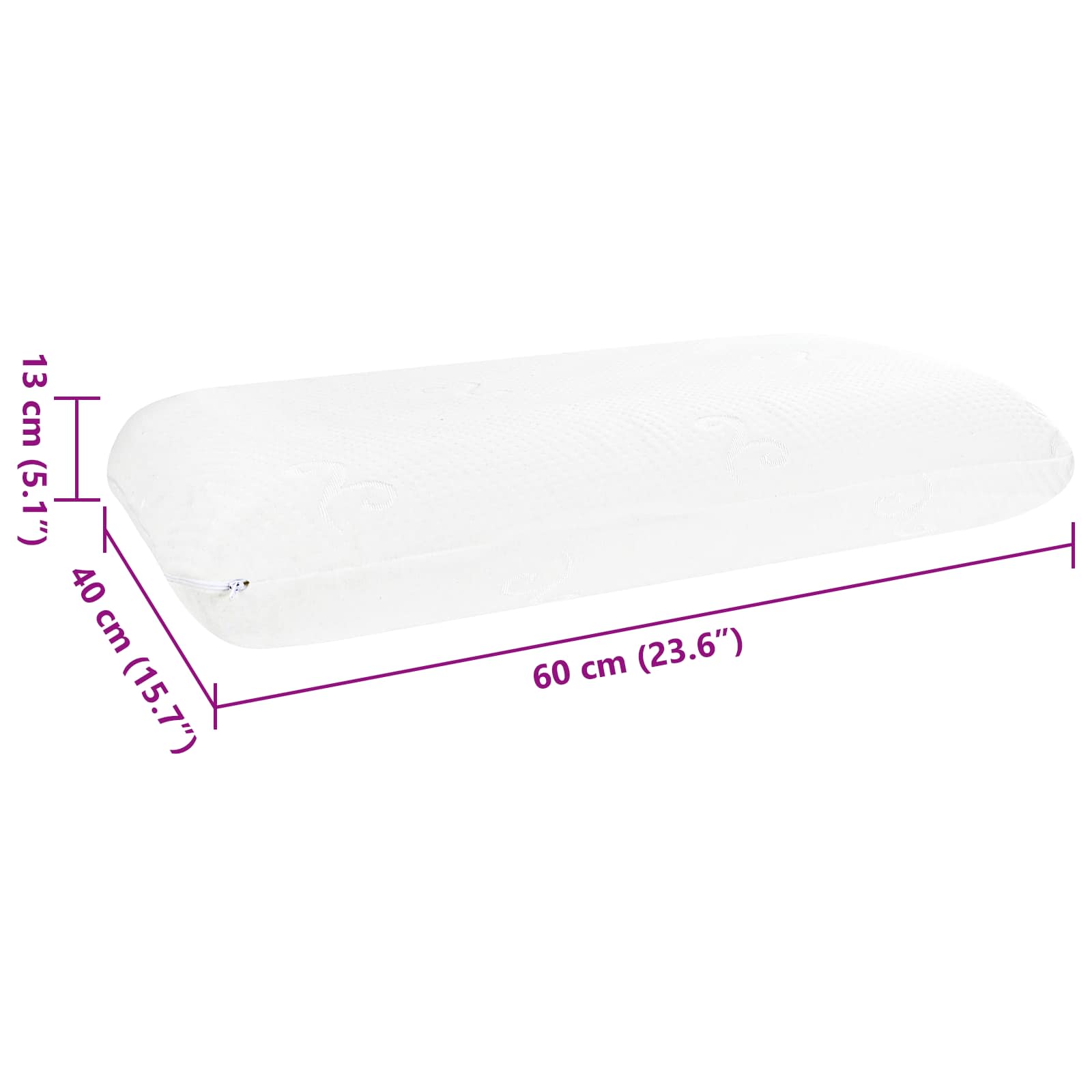 vidaXL Poduszka do spania Gładki Biały 60 x 40 x 13 cm