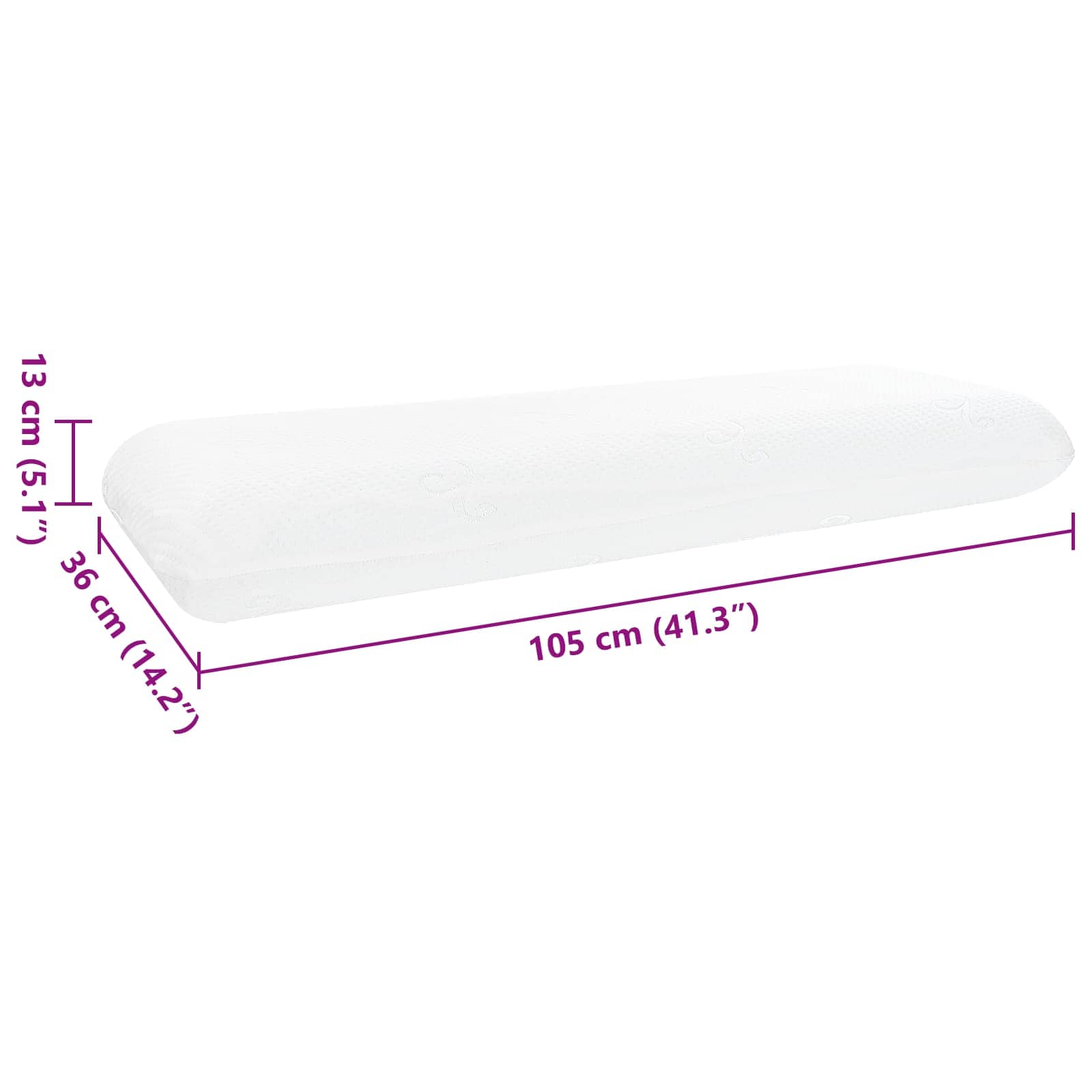 vidaXL Poduszka do spania Gładki Biały 105 x 36 x 13 cm