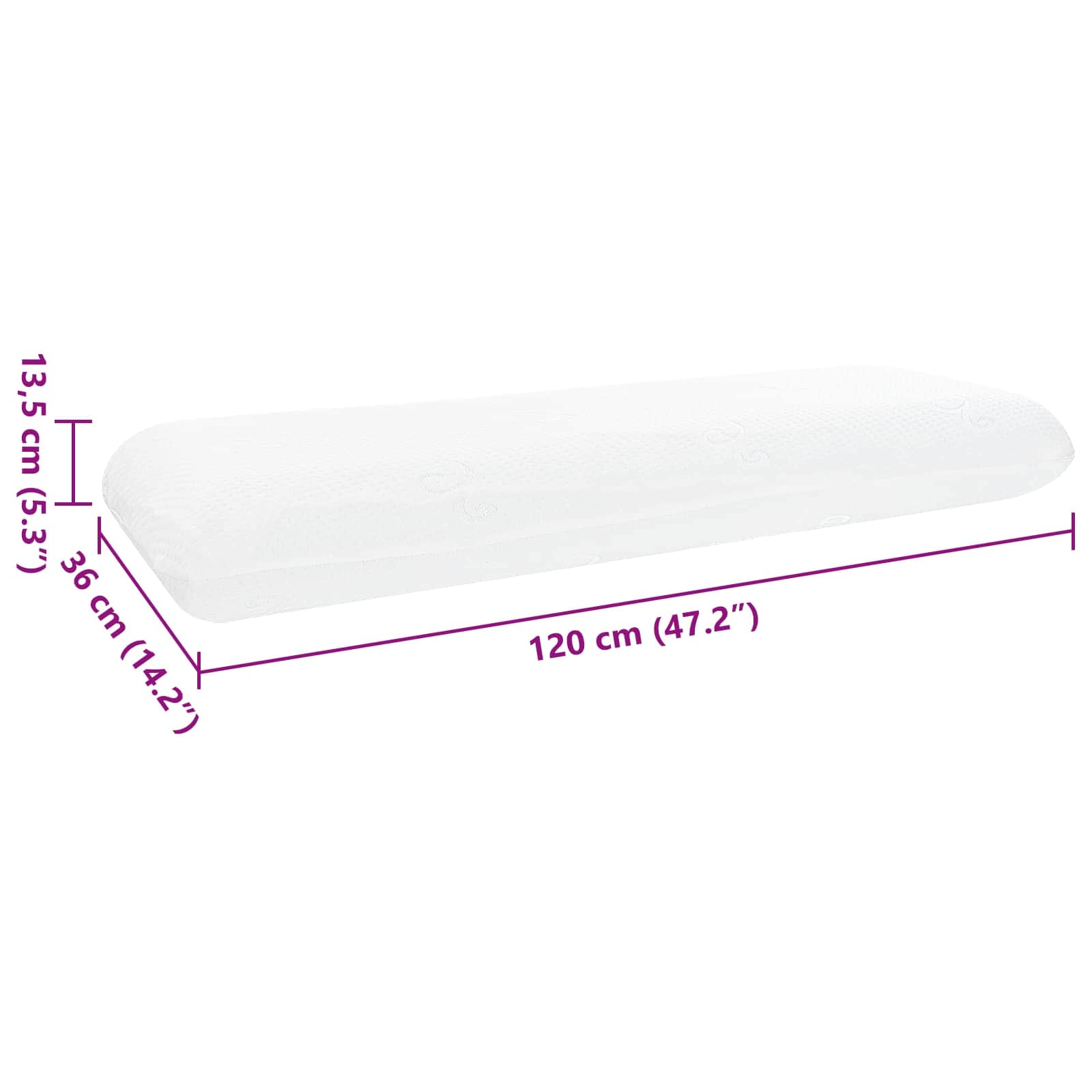 vidaXL Poduszka do spania Gładki Biały 120 x 36 x 13 cm