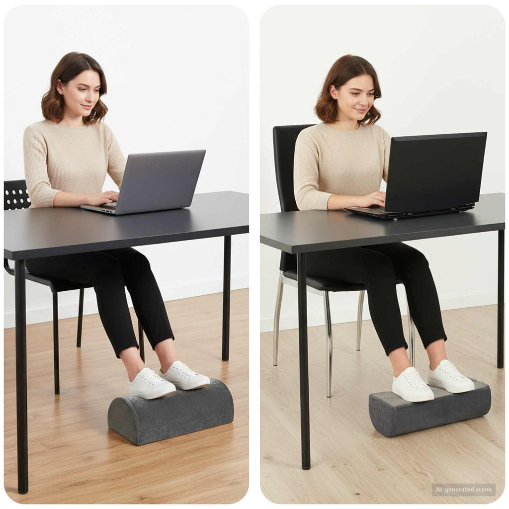 vidaXL Poduszka na podnóżek Gładki Szary 42 x 18 x 13 cm Pianka PU