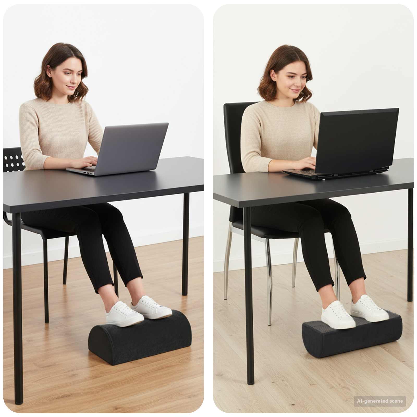 vidaXL Poduszka na podnóżek Gładki Czarny 42 x 18 x 13 cm Pianka PU