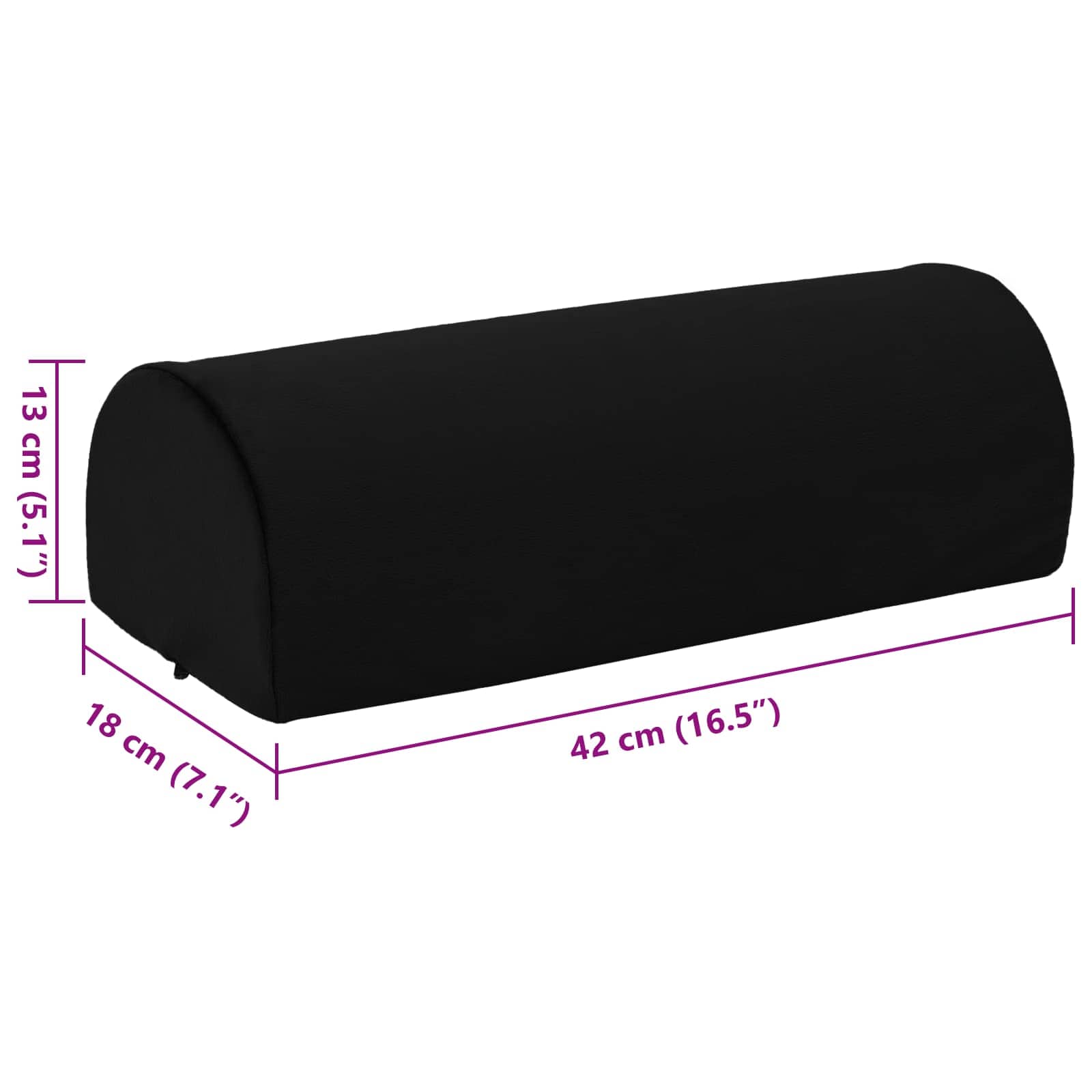 vidaXL Poduszka na podnóżek Gładki Czarny 42 x 18 x 13 cm Pianka PU