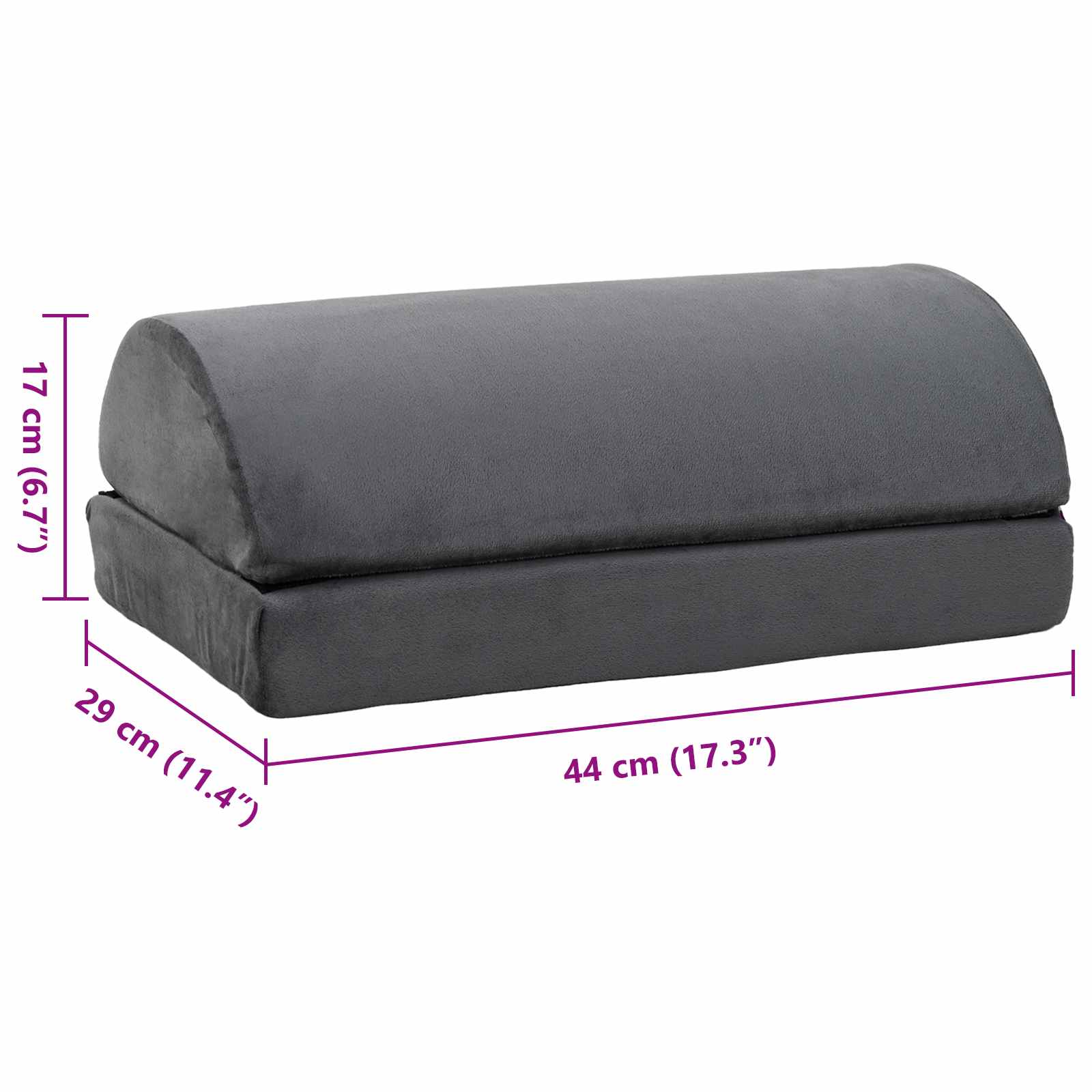 vidaXL Gładki Szary 44 x 29 x 17 cm Pianka PU