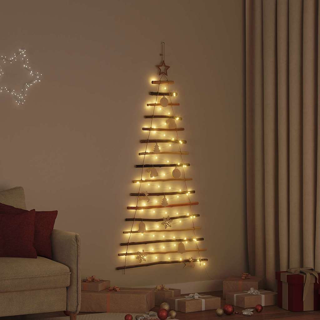 vidaXL Choinka z 80 diodami LED Naturalny 150 cm jesion lite drewno