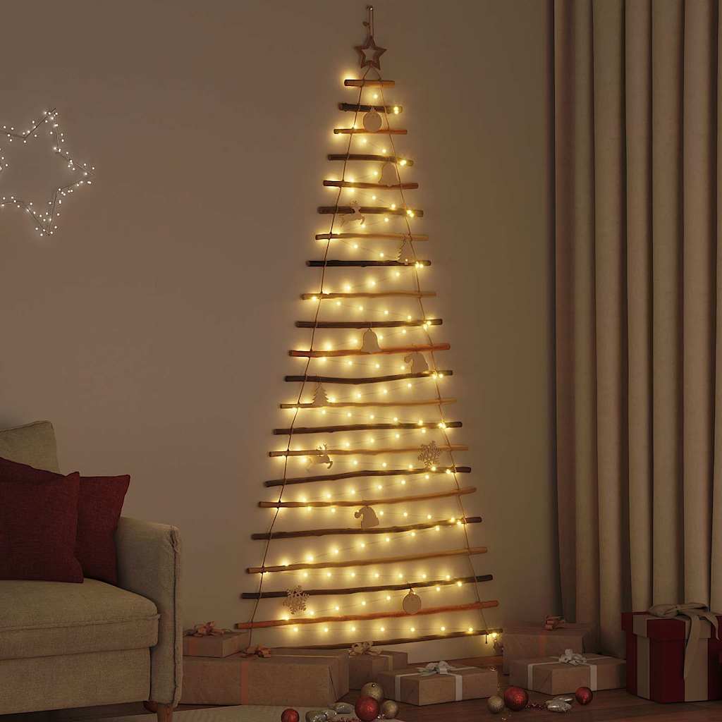 vidaXL Choinka z 130 diodami LED Naturalny 210 cm jesion lite drewno