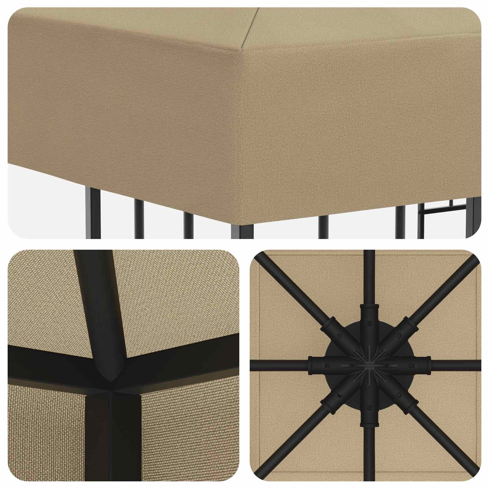 vidaXL Altana 3 x 3 m Beżowy Poliester i Stal 190 gsm