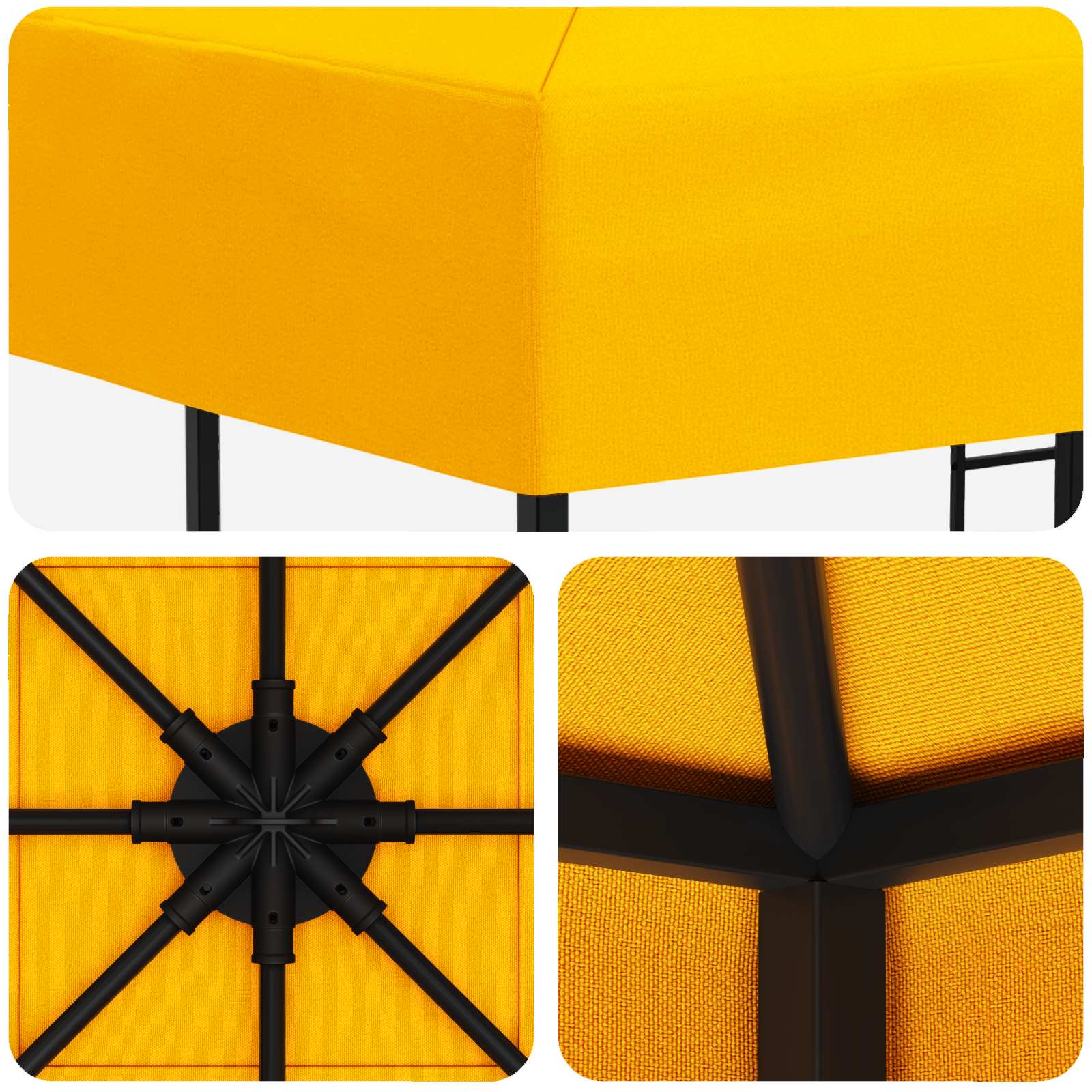 vidaXL Altana 3 x 3 m żółty Poliester i Stal 190 gsm
