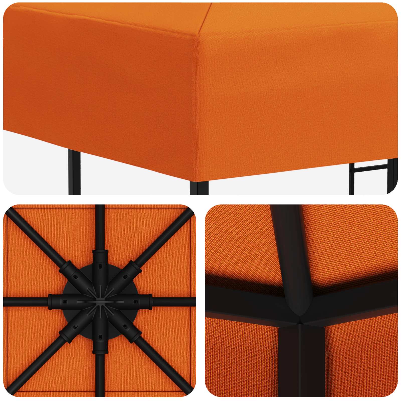 vidaXL Altana 3 x 3 m pomarańczowy Poliester i Stal 190 gsm