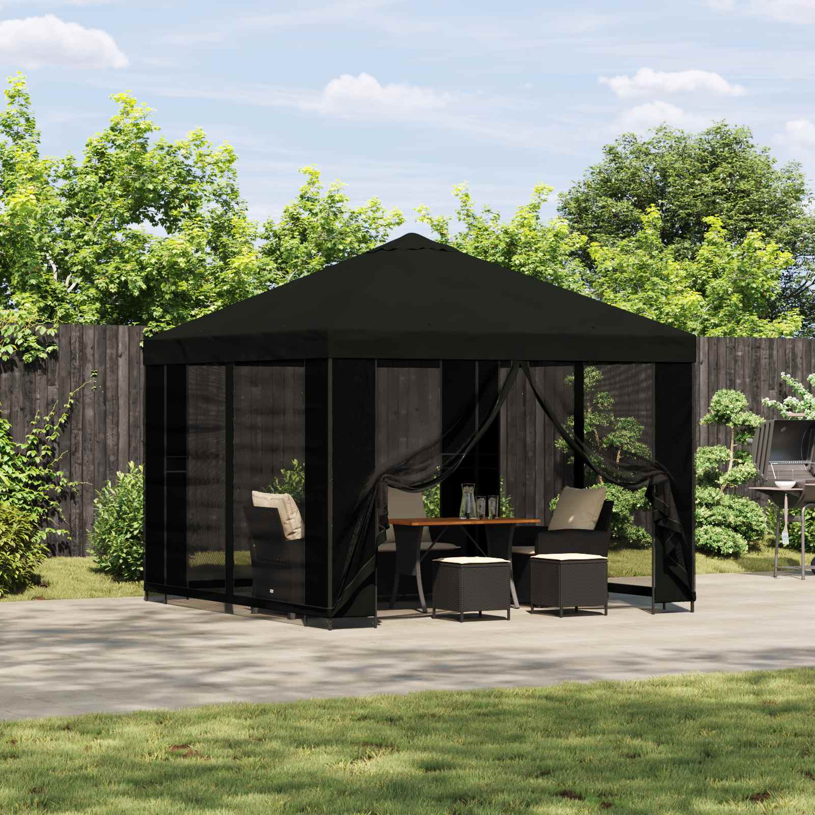 vidaXL Altana 3 x 3 m Czarny Poliester i Stal 190 gsm