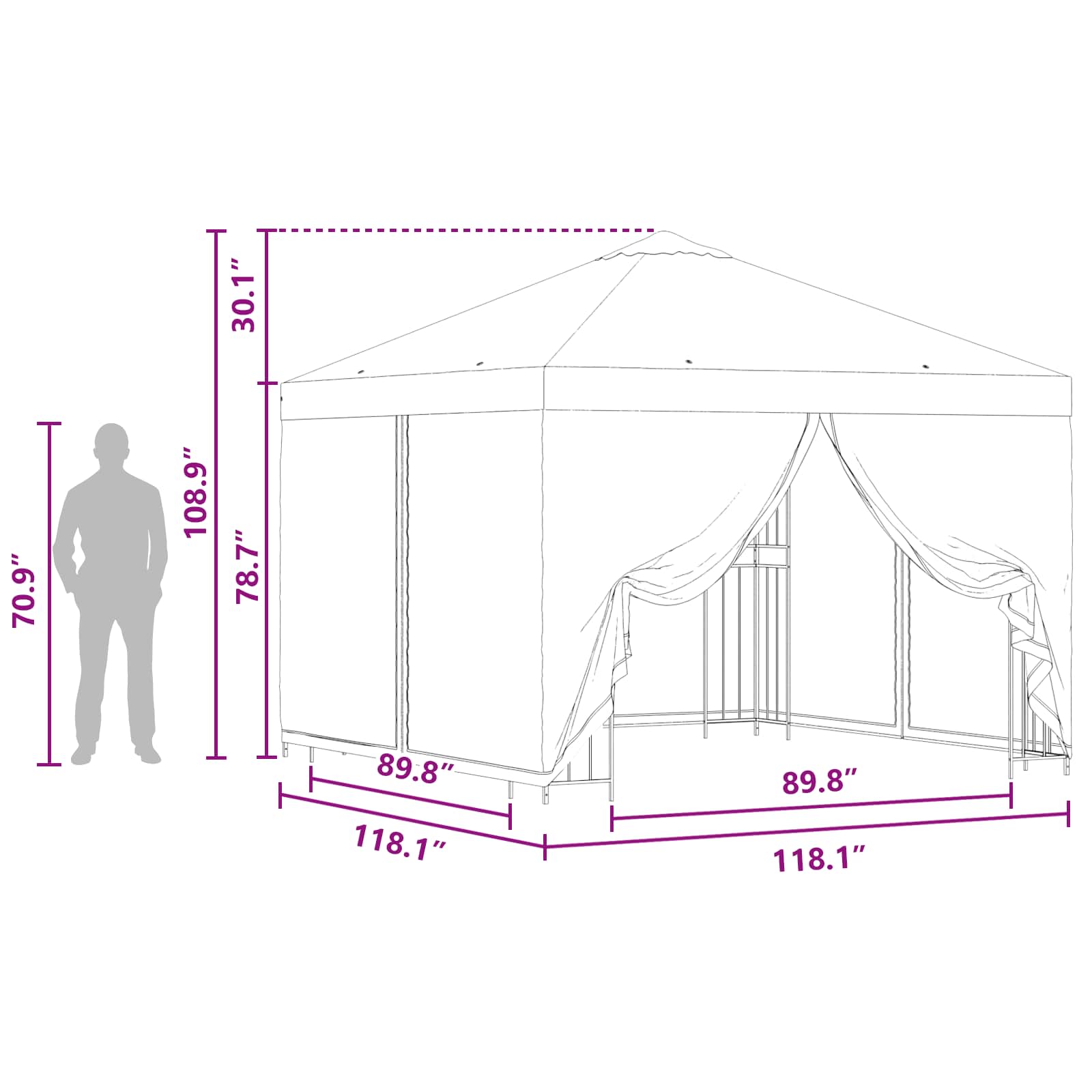 vidaXL Altana ogrodowa ze ścianami bocznymi 3 x 3 m niebieski