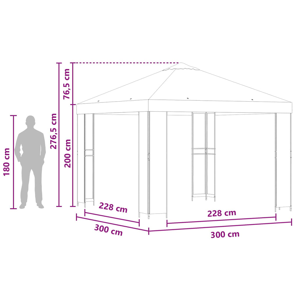 vidaXL Altana 3 x 3 m Beżowy Poliester i Stal 190 gsm
