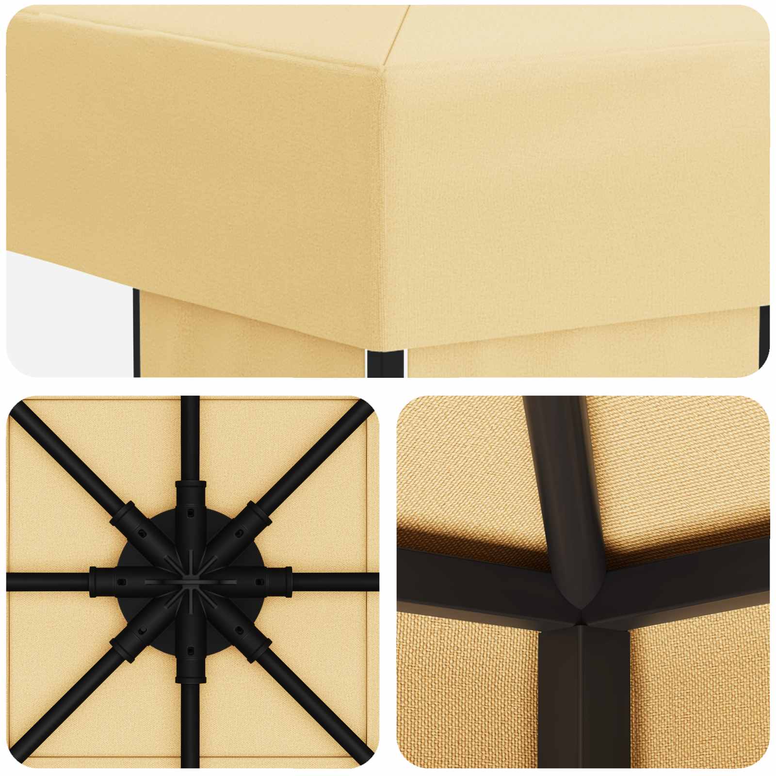 vidaXL Altana 3 x 3 m kremowy Poliester i Stal 190 gsm