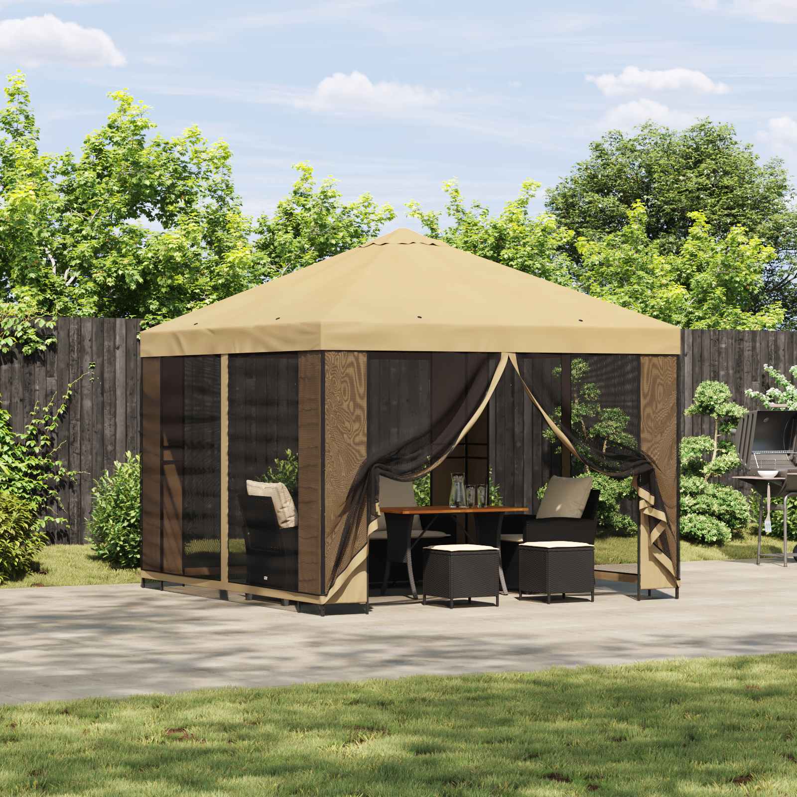 vidaXL Altana 3 x 3 m kremowy Poliester i Stal 190 gsm