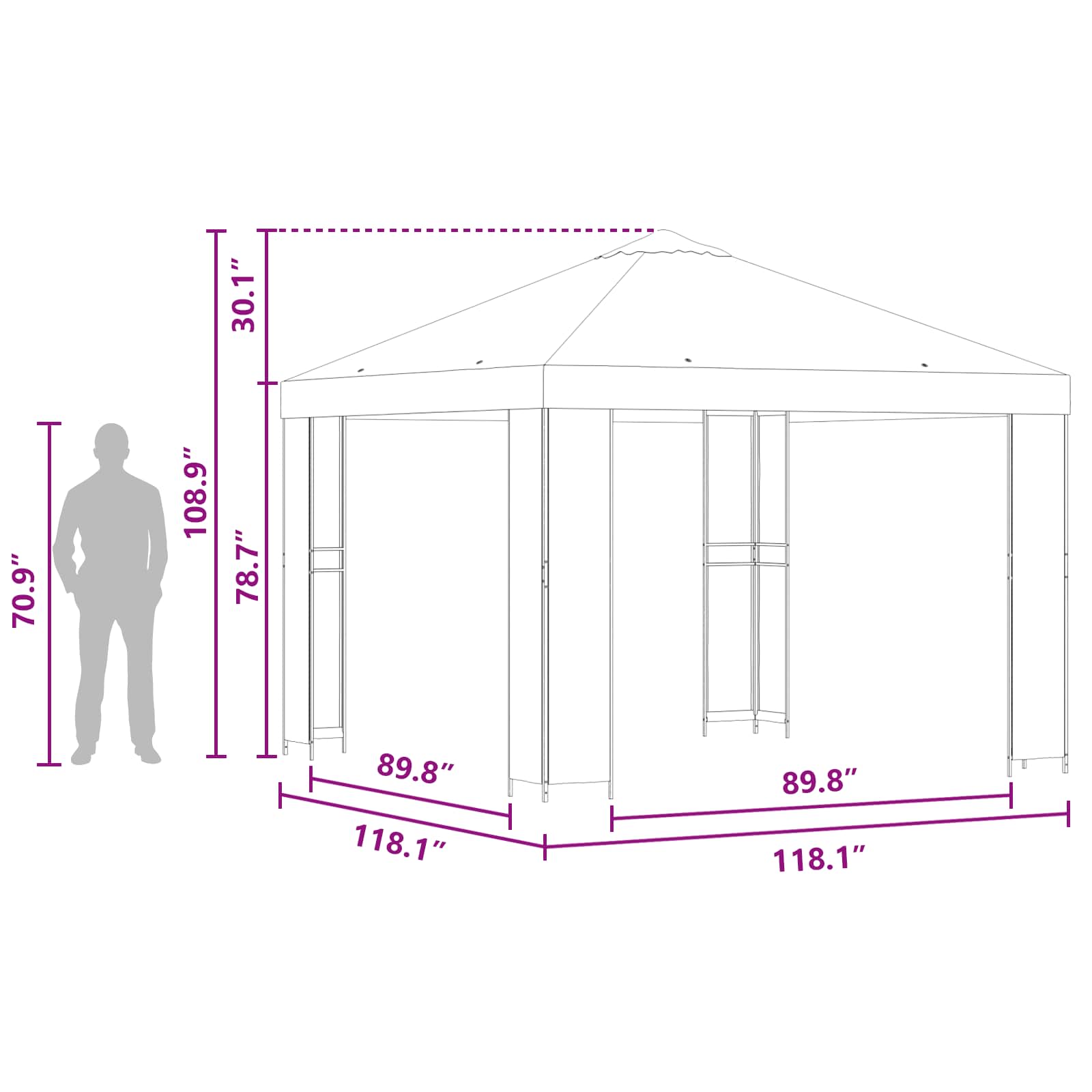 vidaXL Altana 3 x 3 m zielony Poliester i Stal 190 gsm