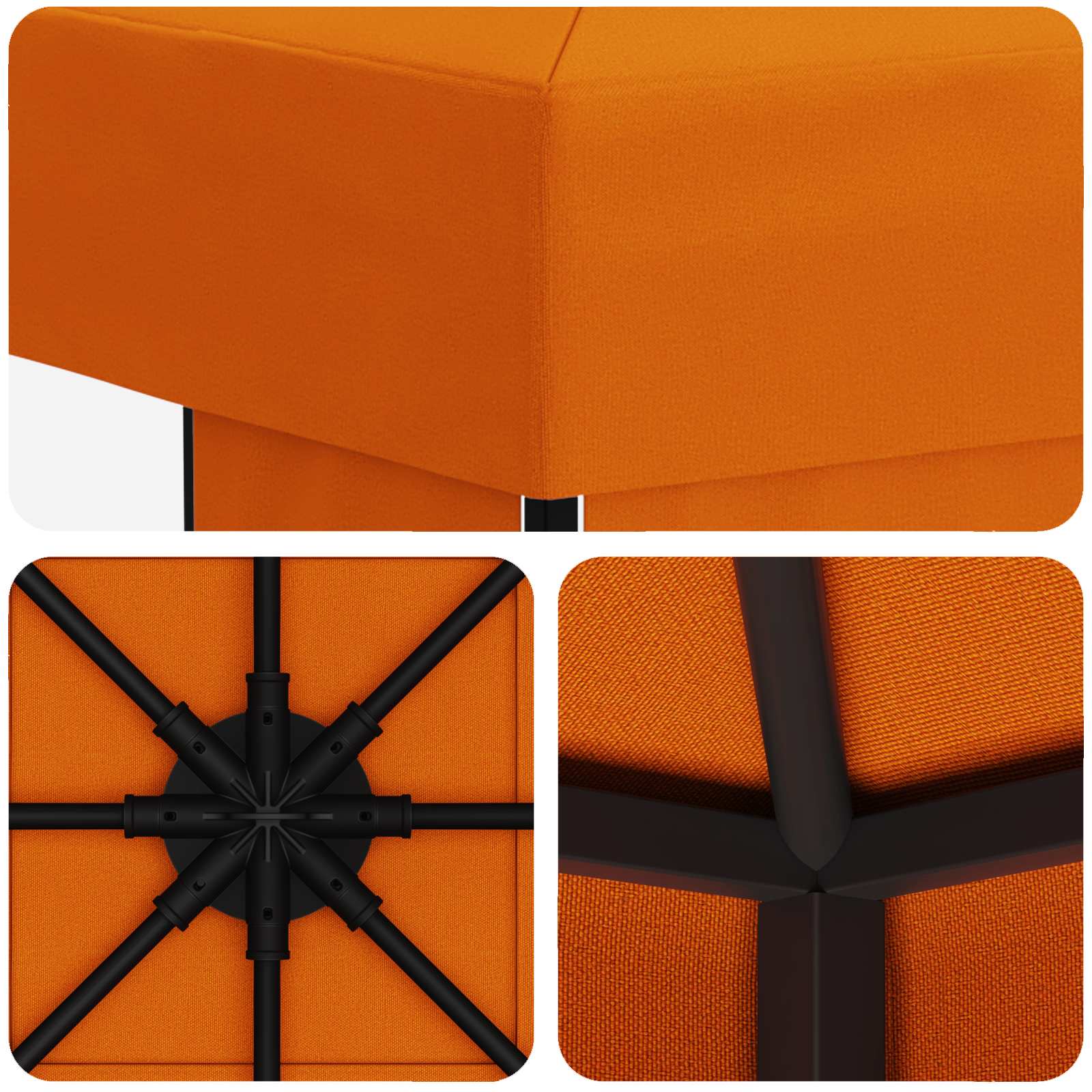 vidaXL Altana 3 x 3 m pomarańczowy Poliester i Stal 190 gsm