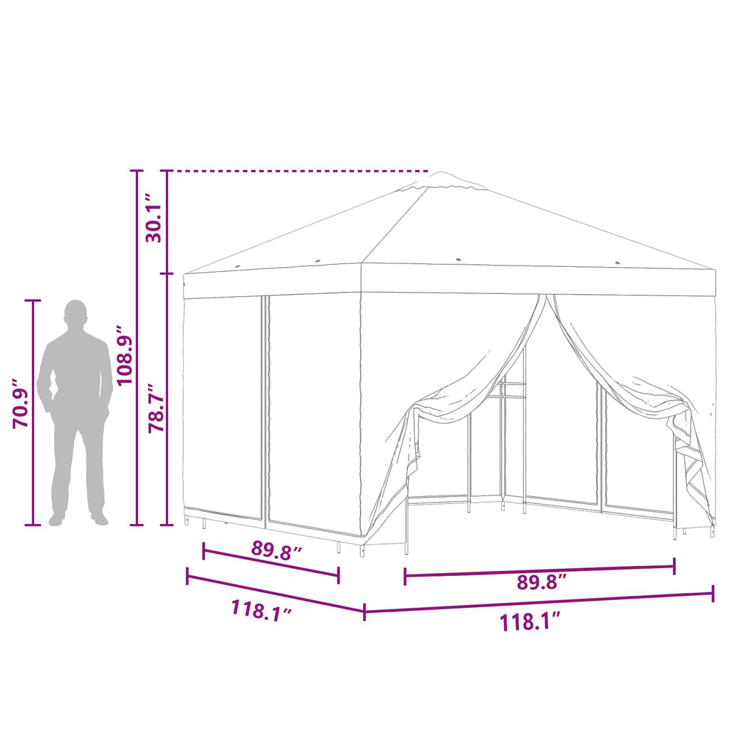 vidaXL Altana ogrodowa ze ścianami bocznymi 3 x 3 m kremowy