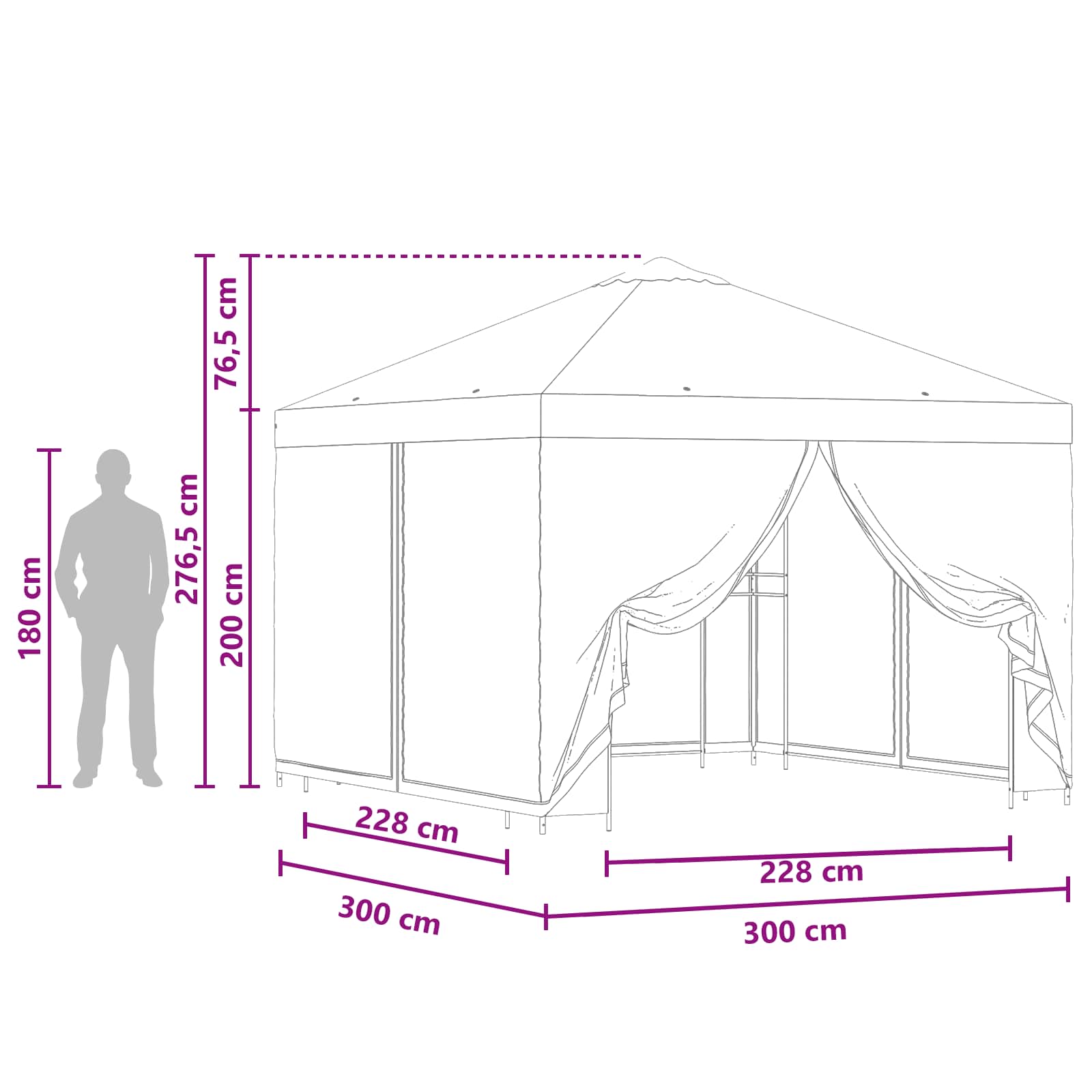 vidaXL Altana ogrodowa ze ścianami bocznymi 3 x 3 m Ciemnoszary
