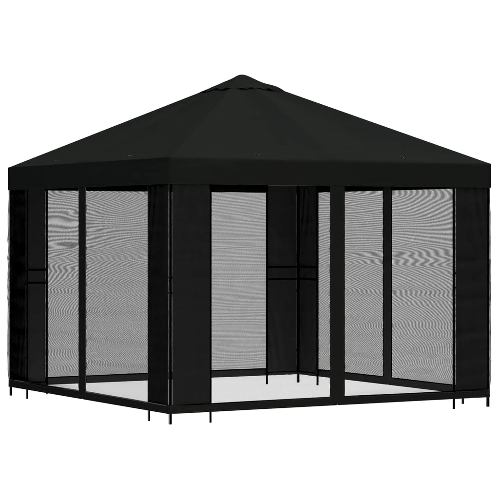vidaXL Altana ogrodowa ze ścianami bocznymi 3 x 3 m Czarny