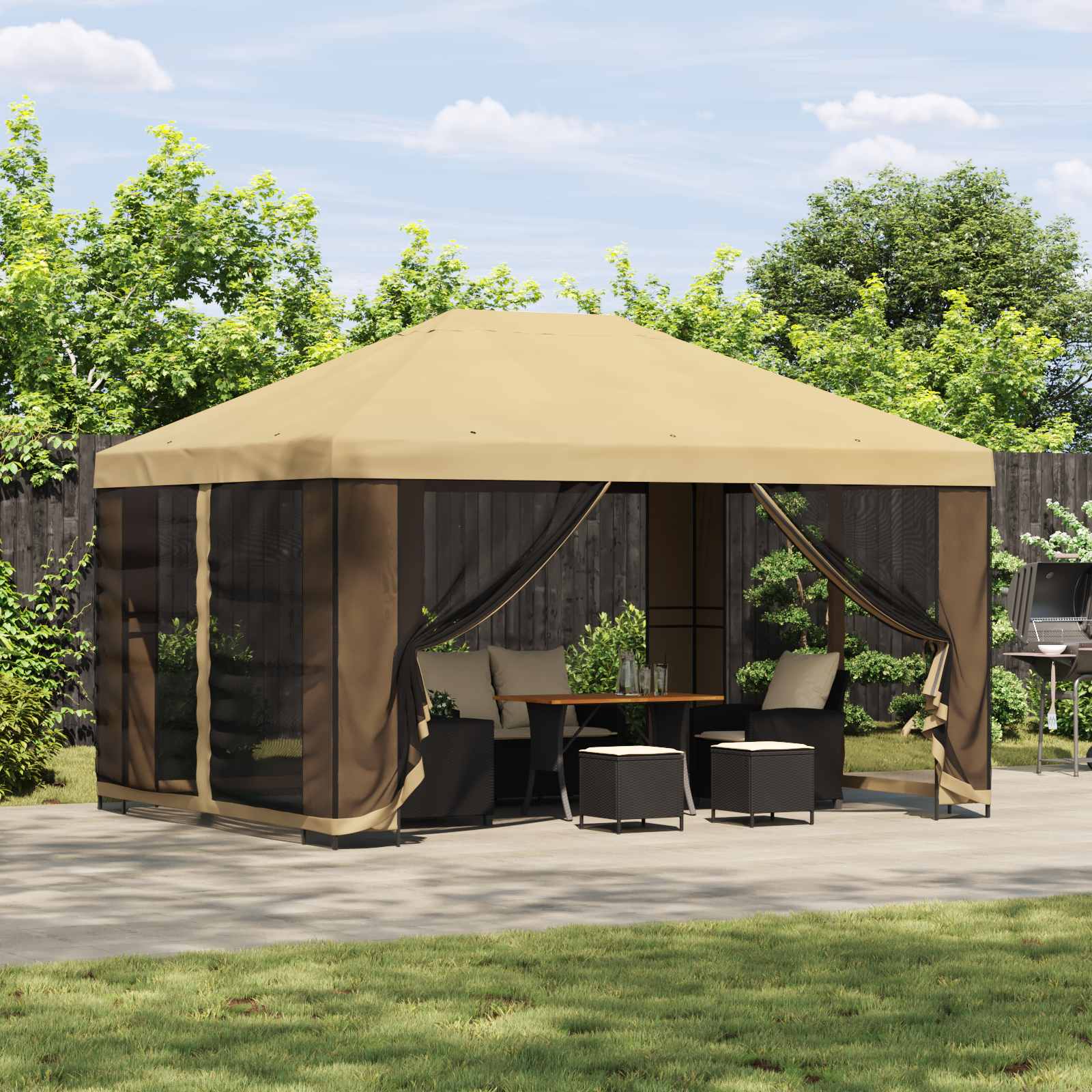 vidaXL Altana 4 × 3 m kremowy Poliester i Stal 190 gsm