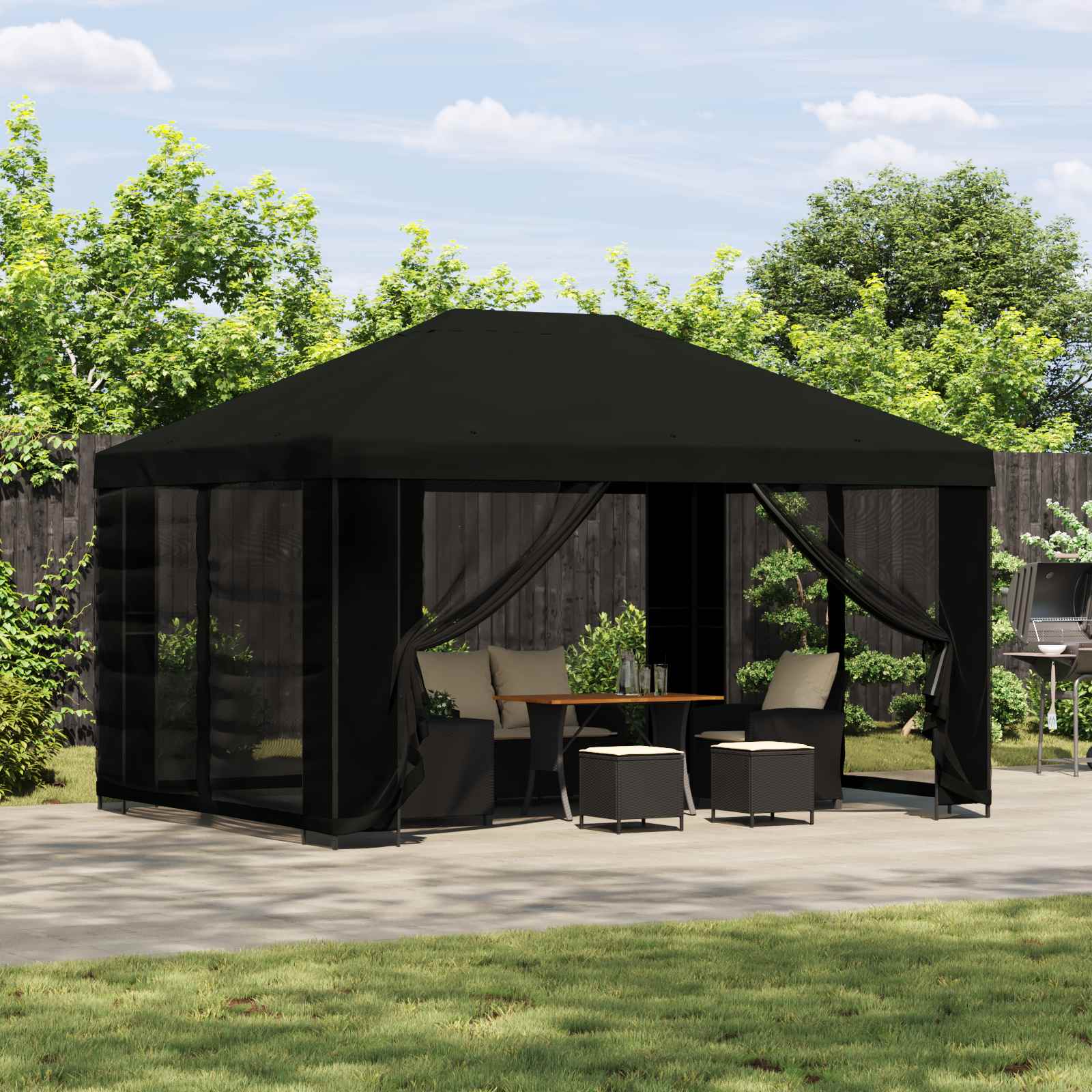 vidaXL Altana 4 × 3 m Czarny Poliester i Stal 190 gsm
