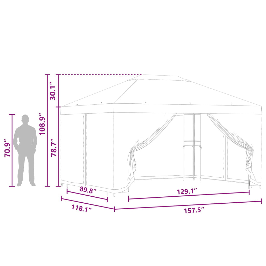 vidaXL Altana ogrodowa ze ścianami bocznymi 4 × 3 m kremowy