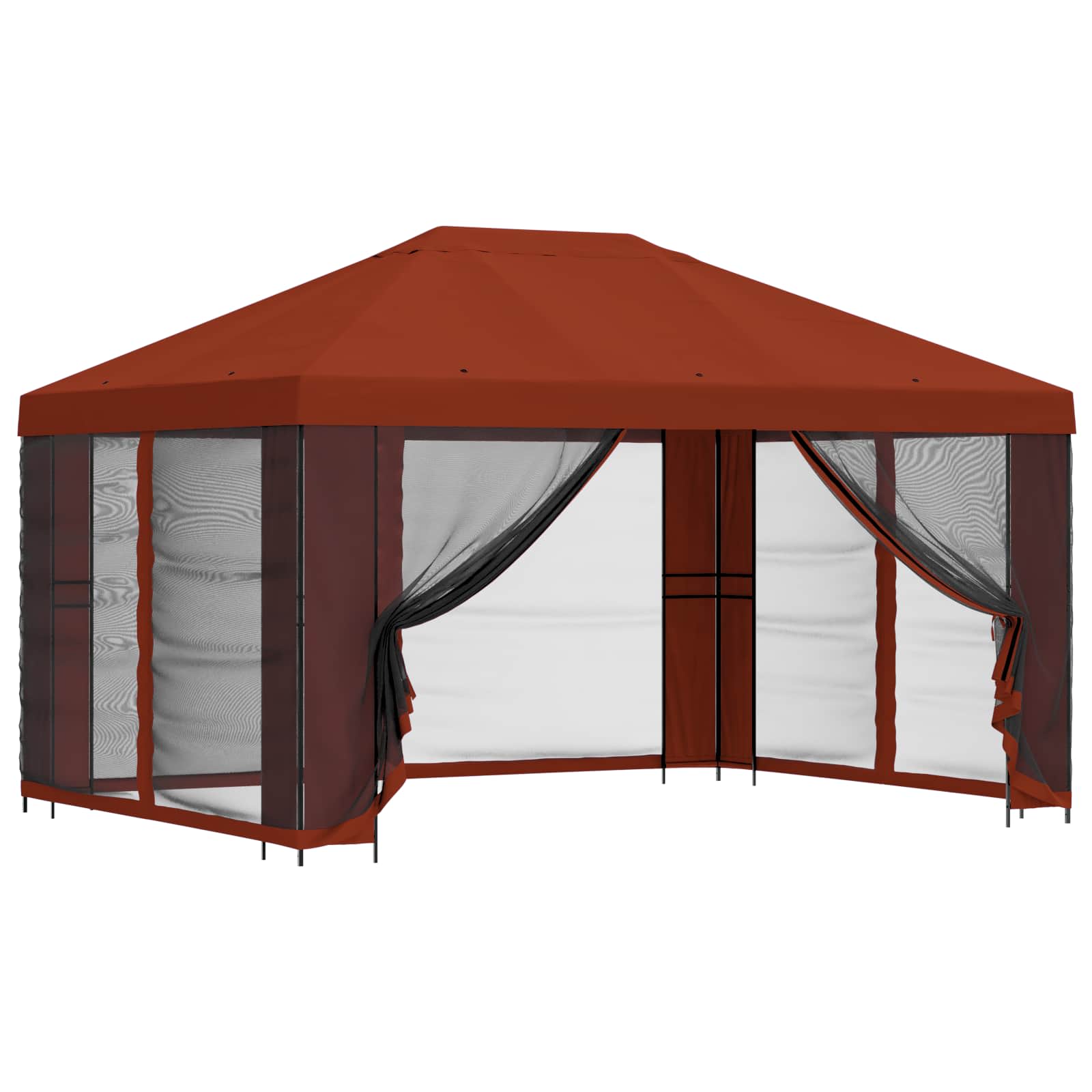 vidaXL Altana z bokami 4 × 3 m terakota Poliester i Stal 190 gsm