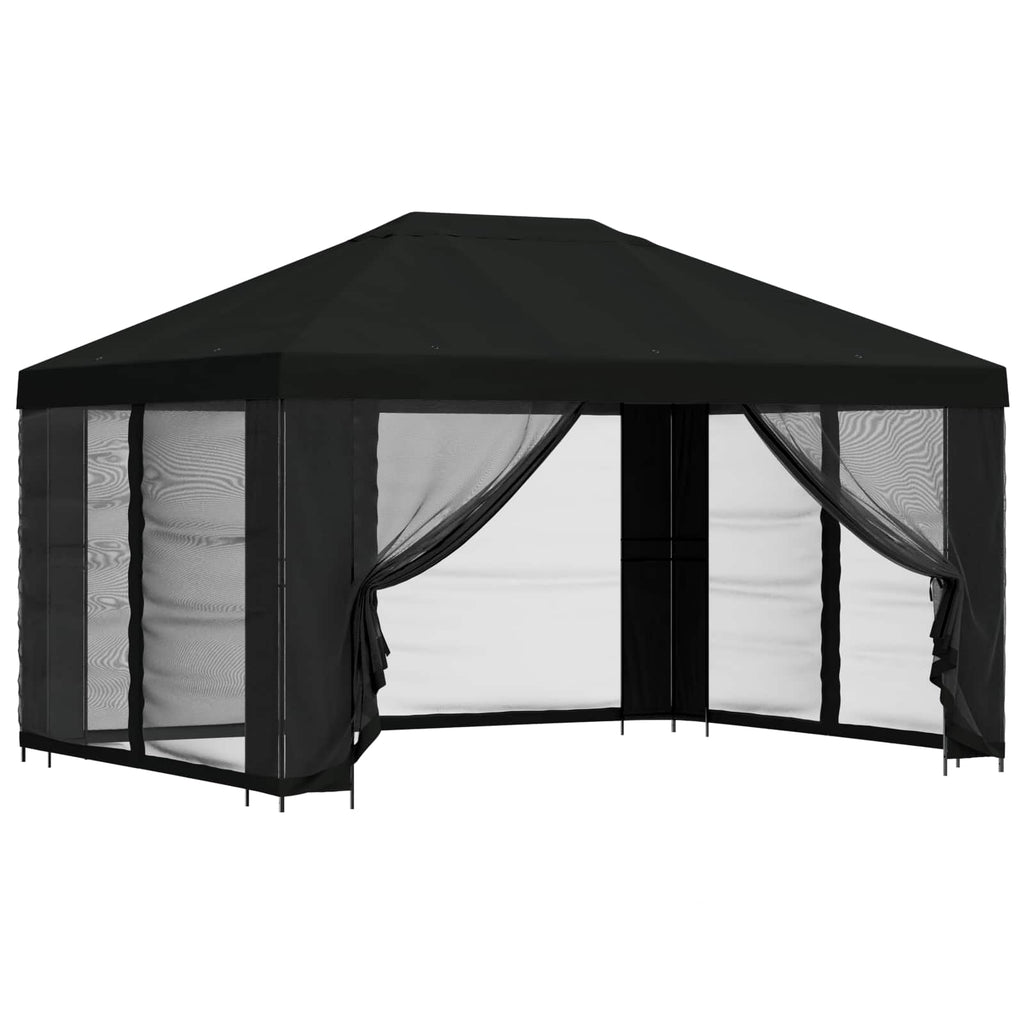 vidaXL Altana z bokami 4 × 3 m Czarny Poliester i Stal 190 gsm
