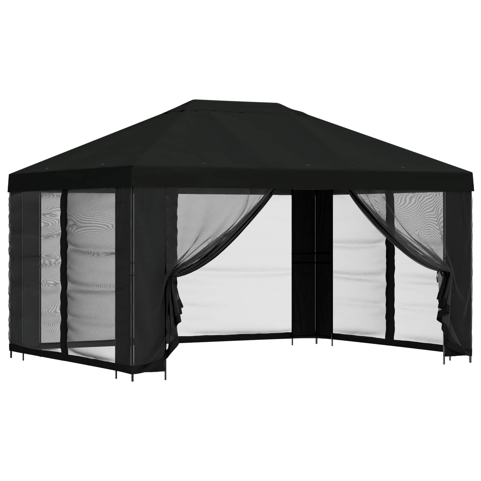 vidaXL Altana z bokami 4 × 3 m Czarny Poliester i Stal 190 gsm