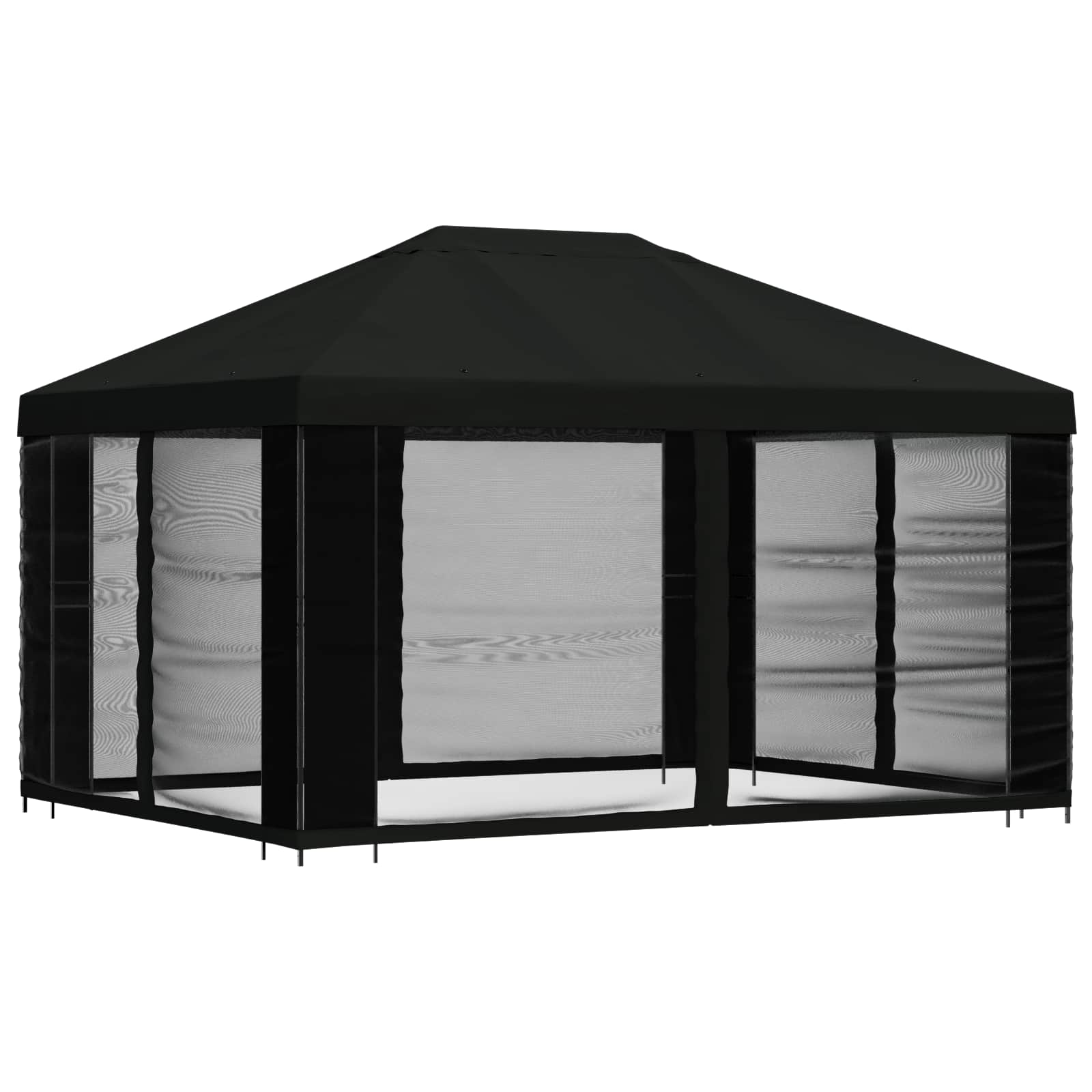 vidaXL Altana z bokami 4 × 3 m Czarny Poliester i Stal 190 gsm