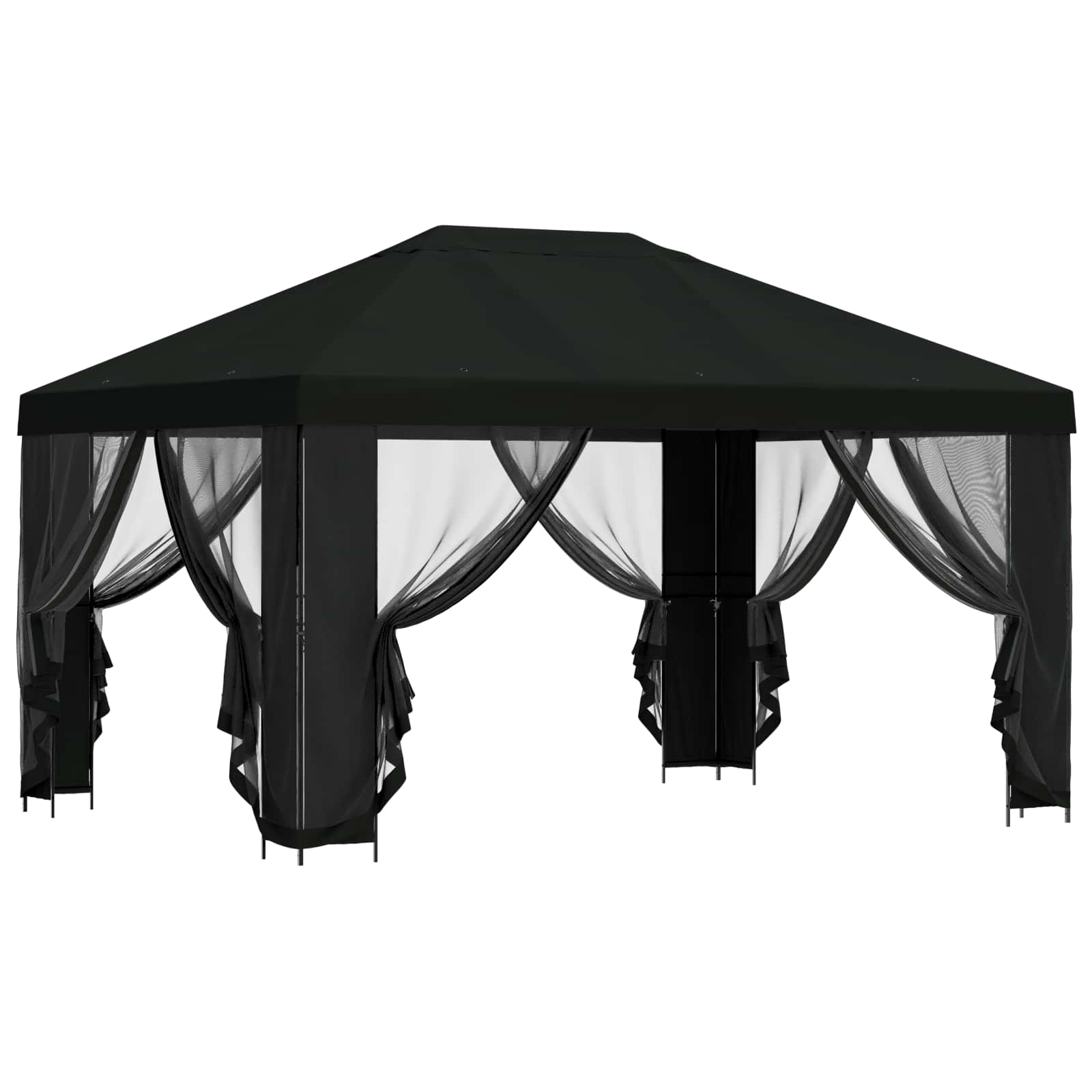 vidaXL Altana z bokami 4 × 3 m Czarny Poliester i Stal 190 gsm