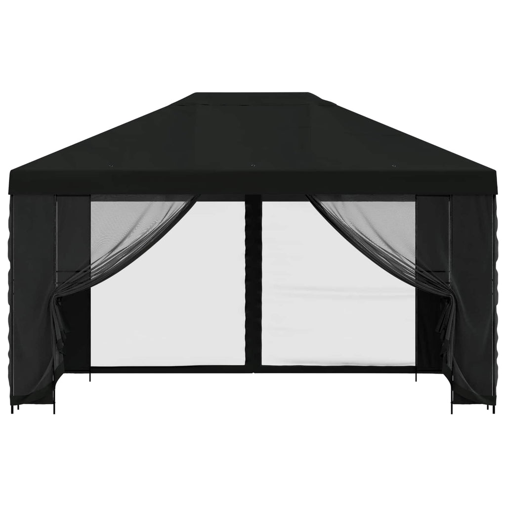 vidaXL Altana z bokami 4 × 3 m Czarny Poliester i Stal 190 gsm