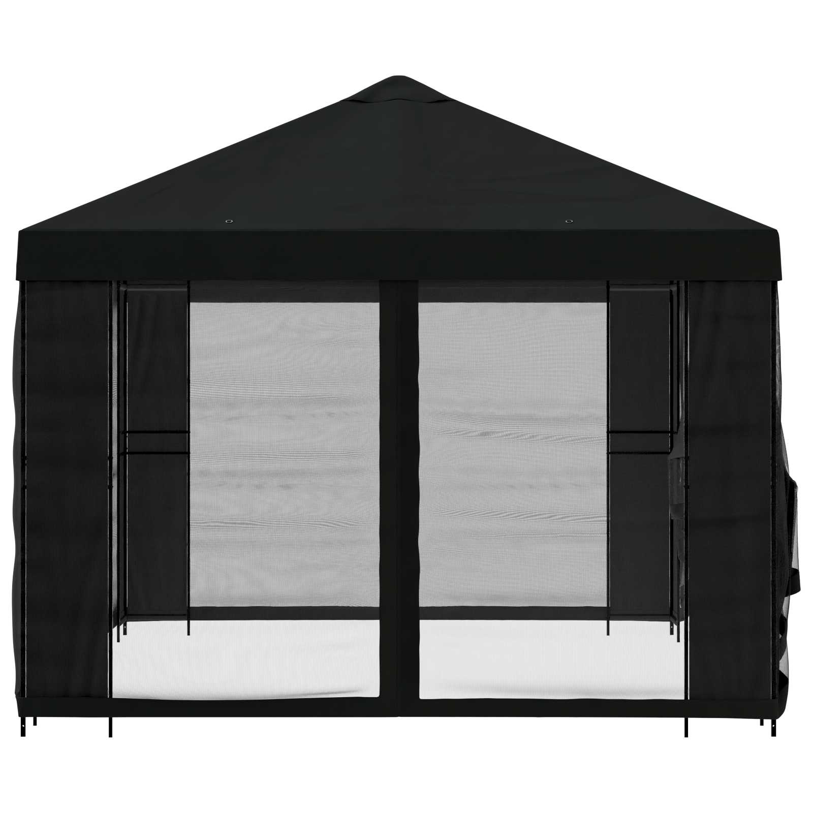 vidaXL Altana z bokami 4 × 3 m Czarny Poliester i Stal 190 gsm