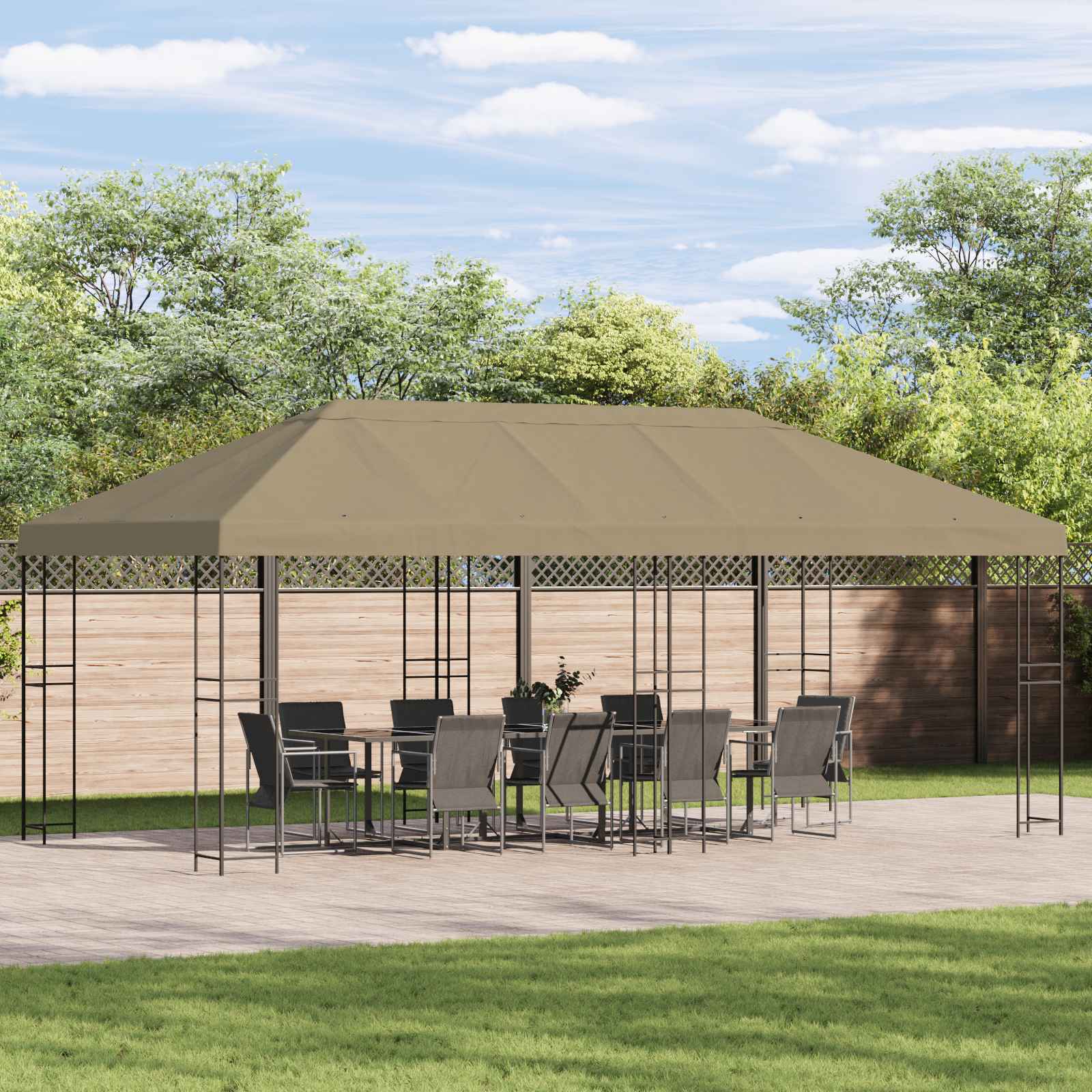 vidaXL Osłona daszku do altany 6 x 3 m Beżowy Poliester 190