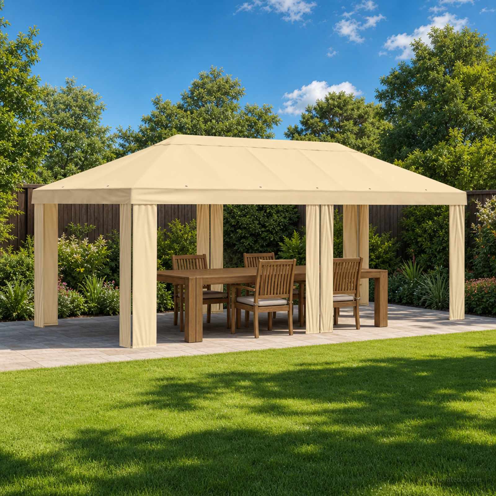 vidaXL Pokrycie altany 6 x 3 m kremowy Poliester 190 gsm