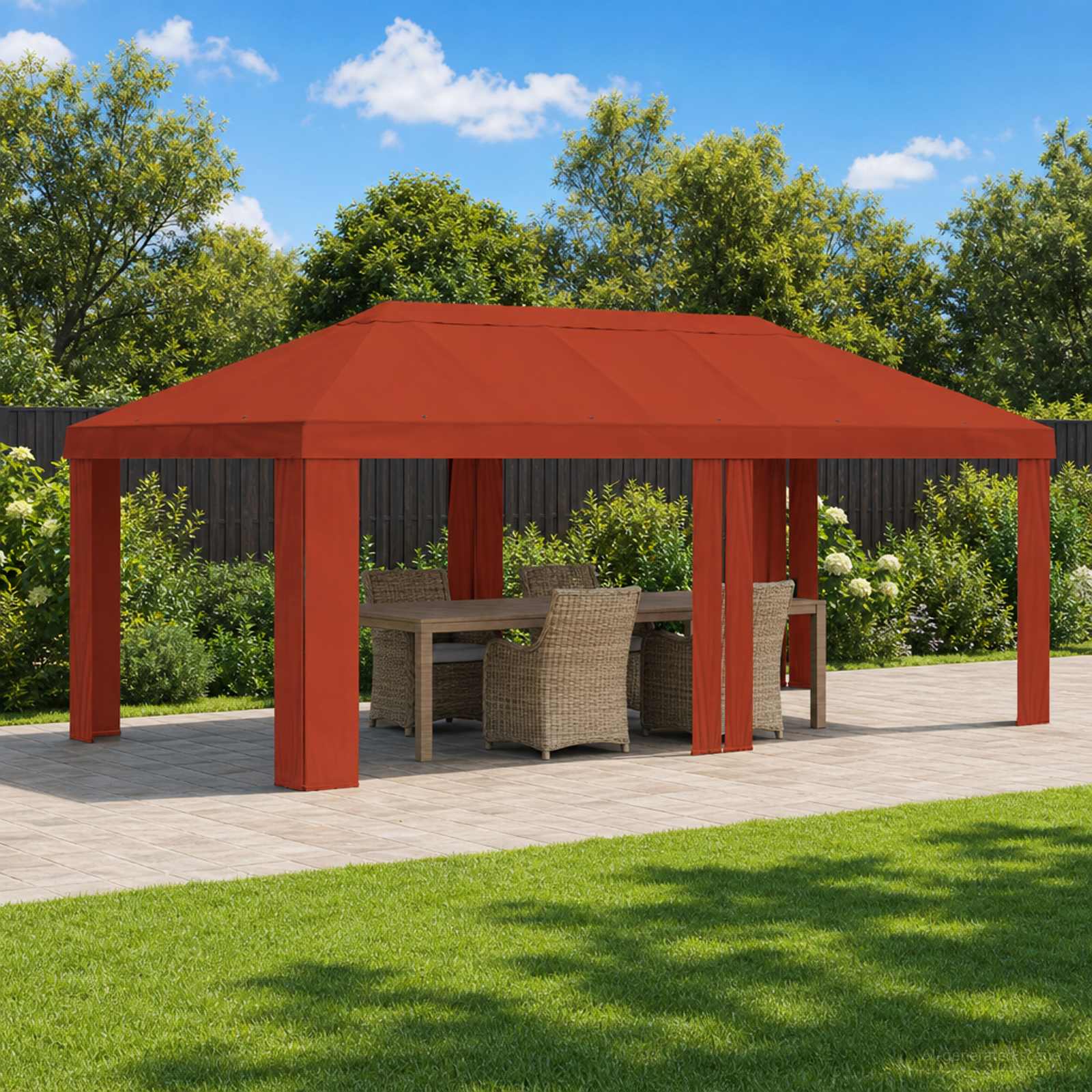 vidaXL Pokrycie altany 6 x 3 m terakota Poliester 190 gsm