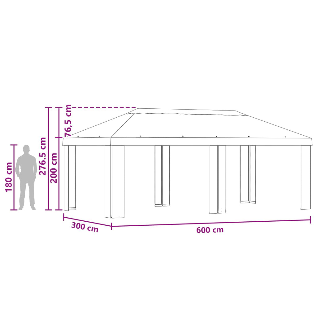 vidaXL Pokrycie altany 6 x 3 m zielony Poliester 190 gsm