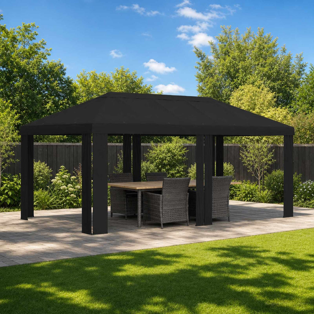 vidaXL Pokrycie altany 6 x 3 m Czarny Poliester 190 gsm